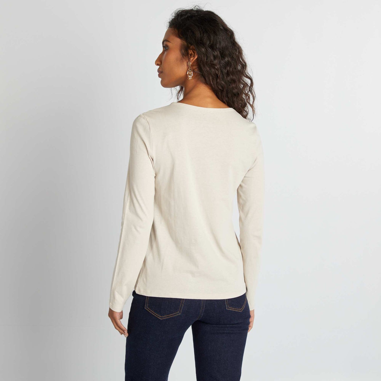 Camiseta de punto de manga larga BEIGE