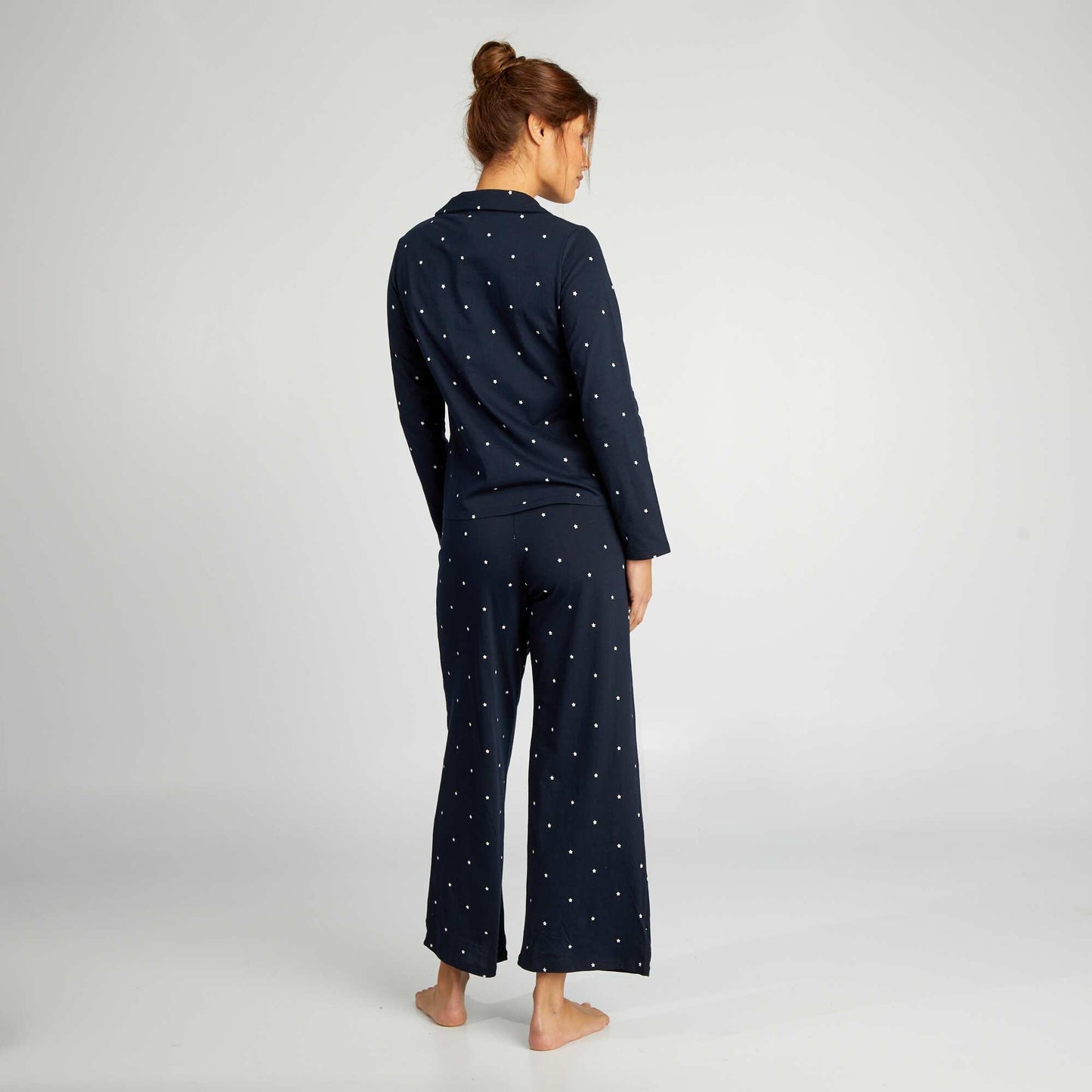 Conjunto de pijama largo con coletero - 3 piezas AZUL