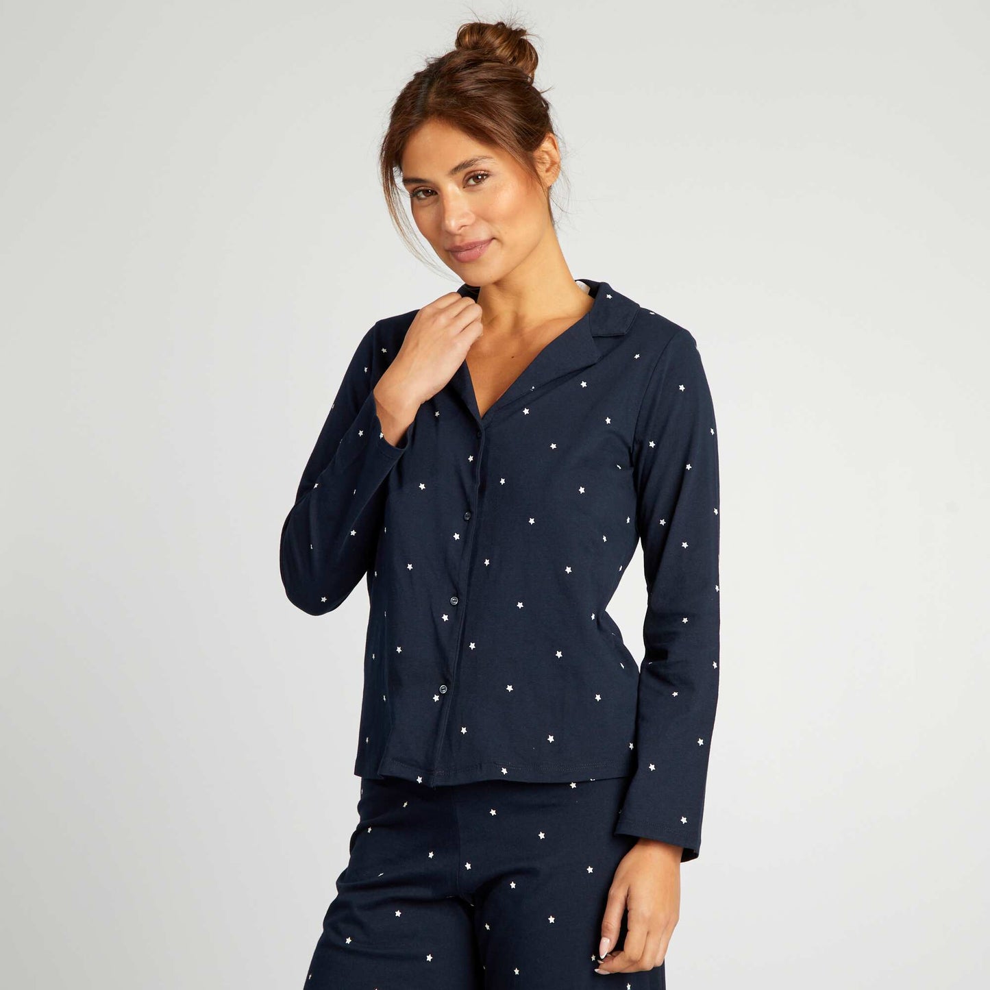 Conjunto de pijama largo con coletero - 3 piezas AZUL