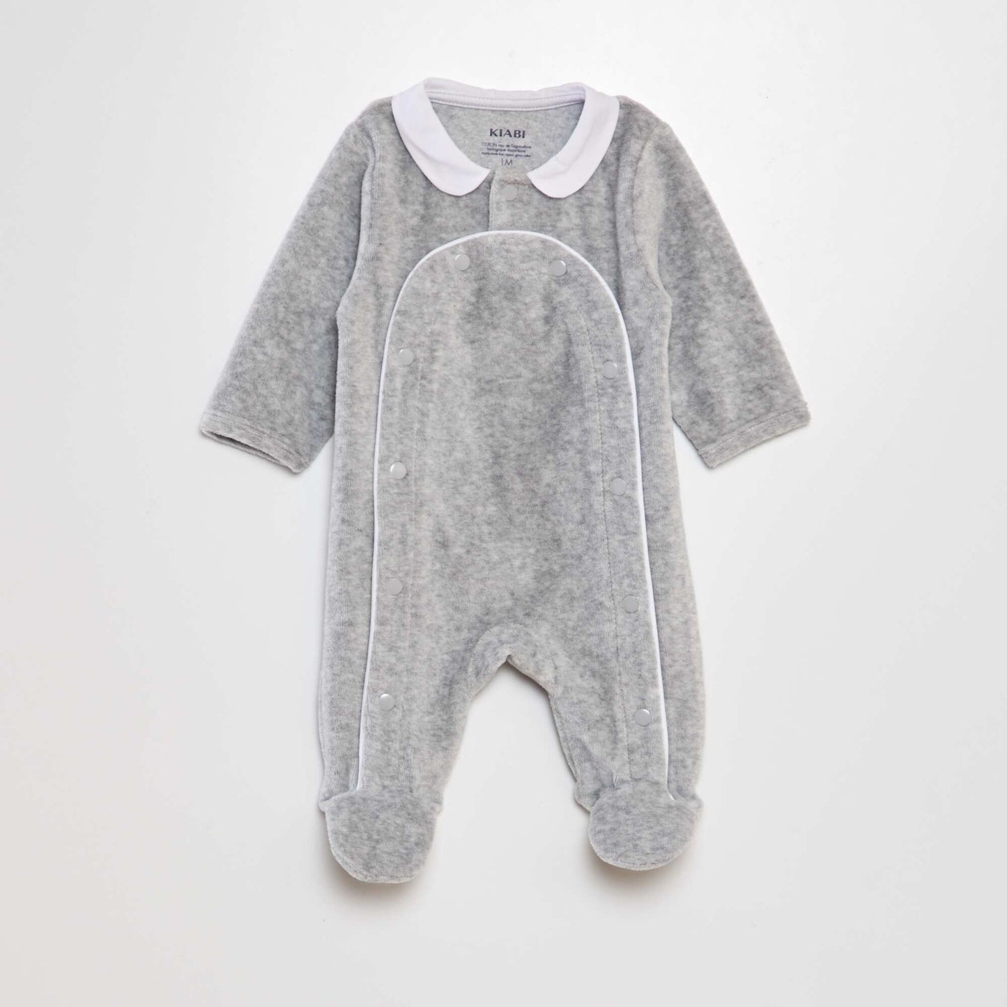 Pijama de terciopelo con cuello bebé GRIS