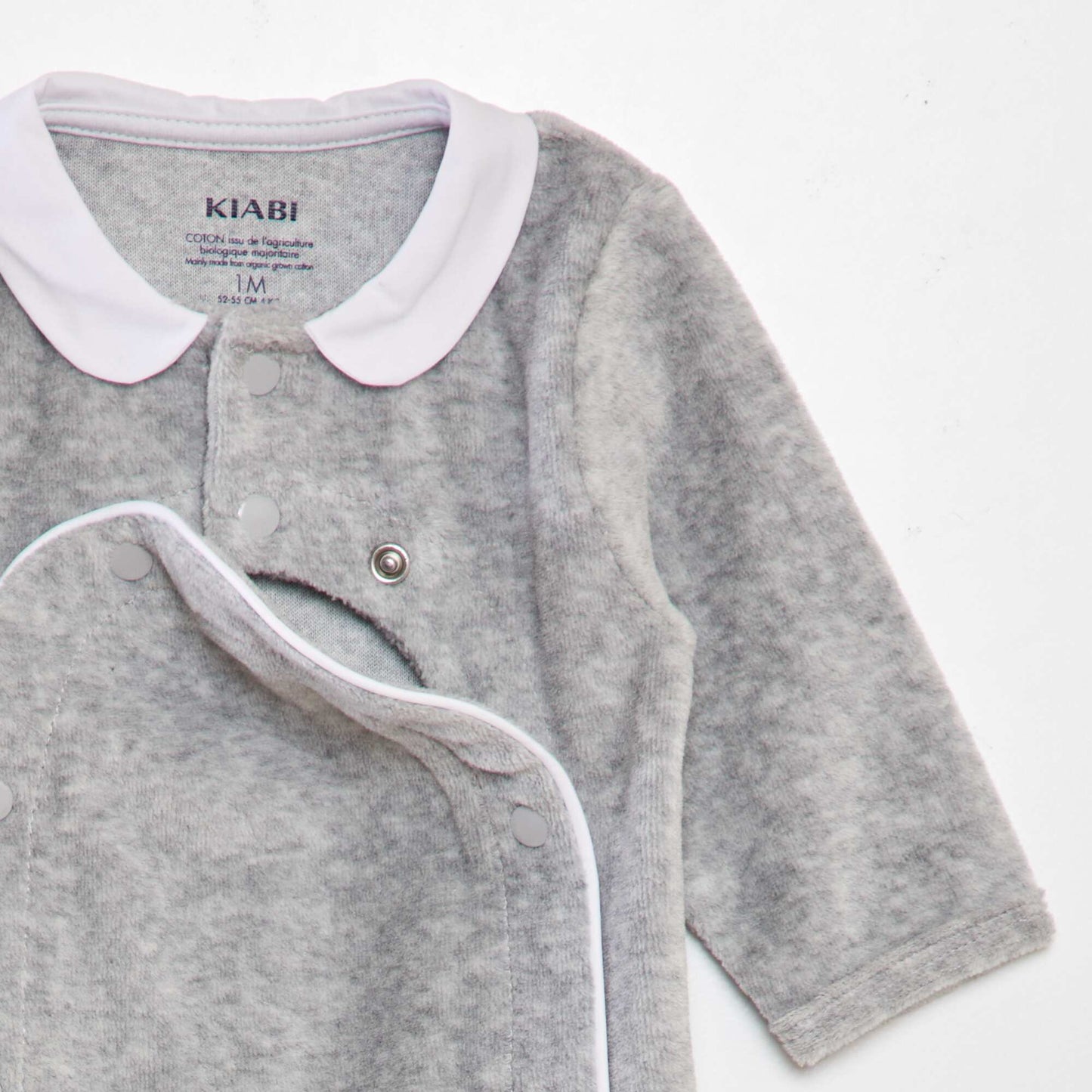 Pijama de terciopelo con cuello bebé GRIS
