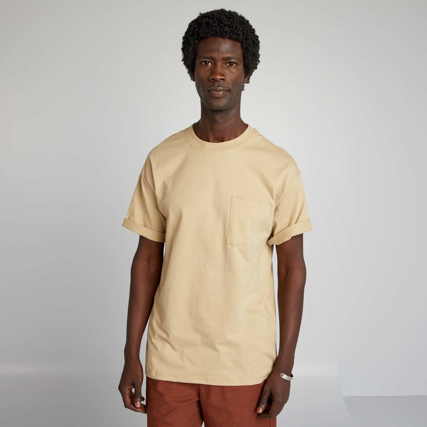 Camiseta lisa con corte ancho BEIGE