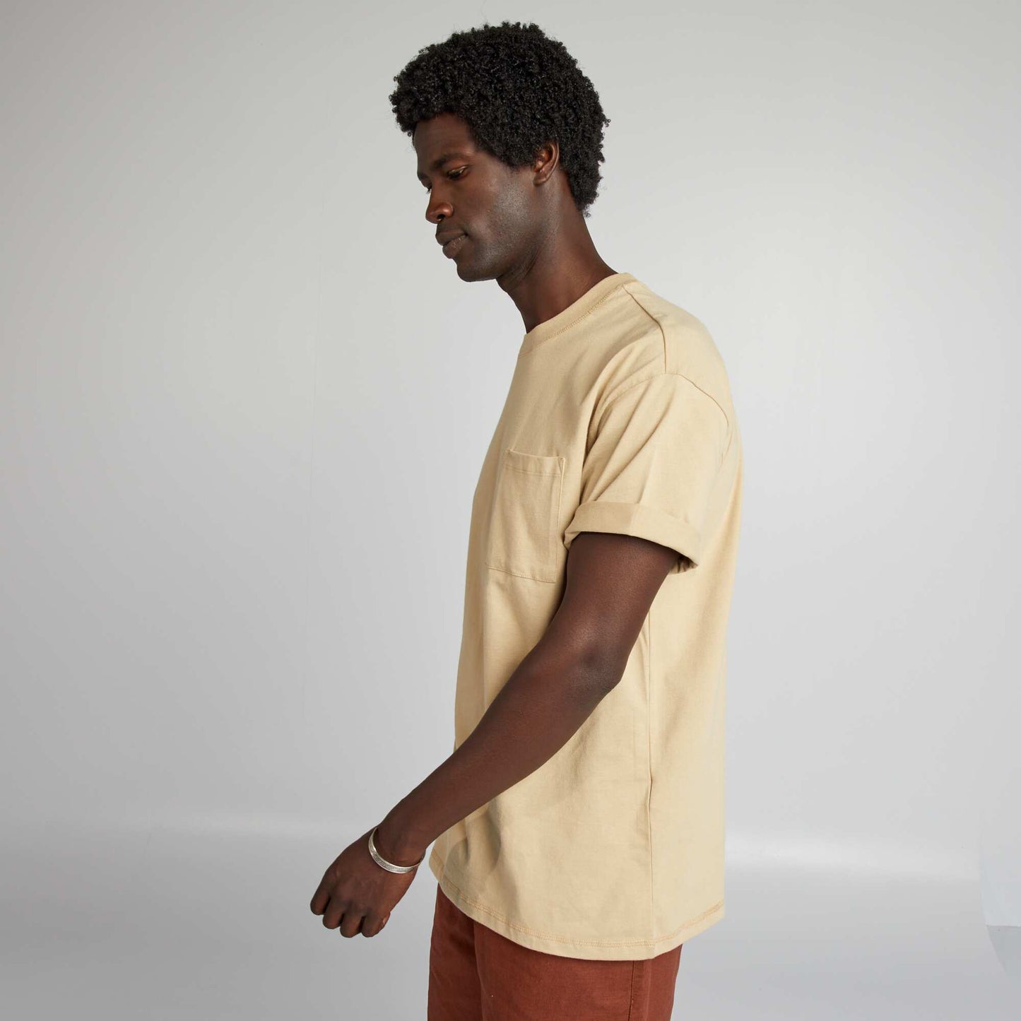 Camiseta lisa con corte ancho BEIGE