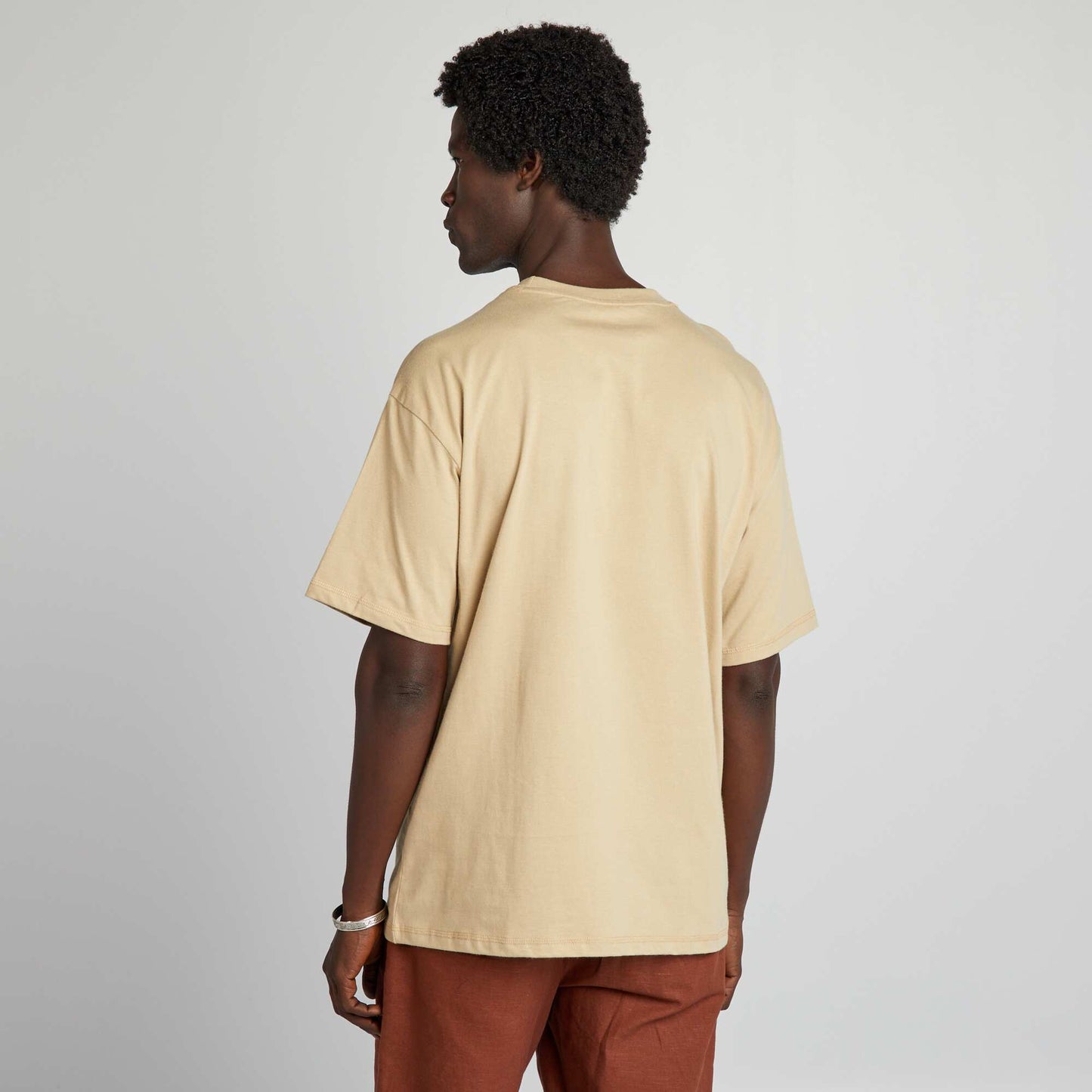 Camiseta lisa con corte ancho BEIGE