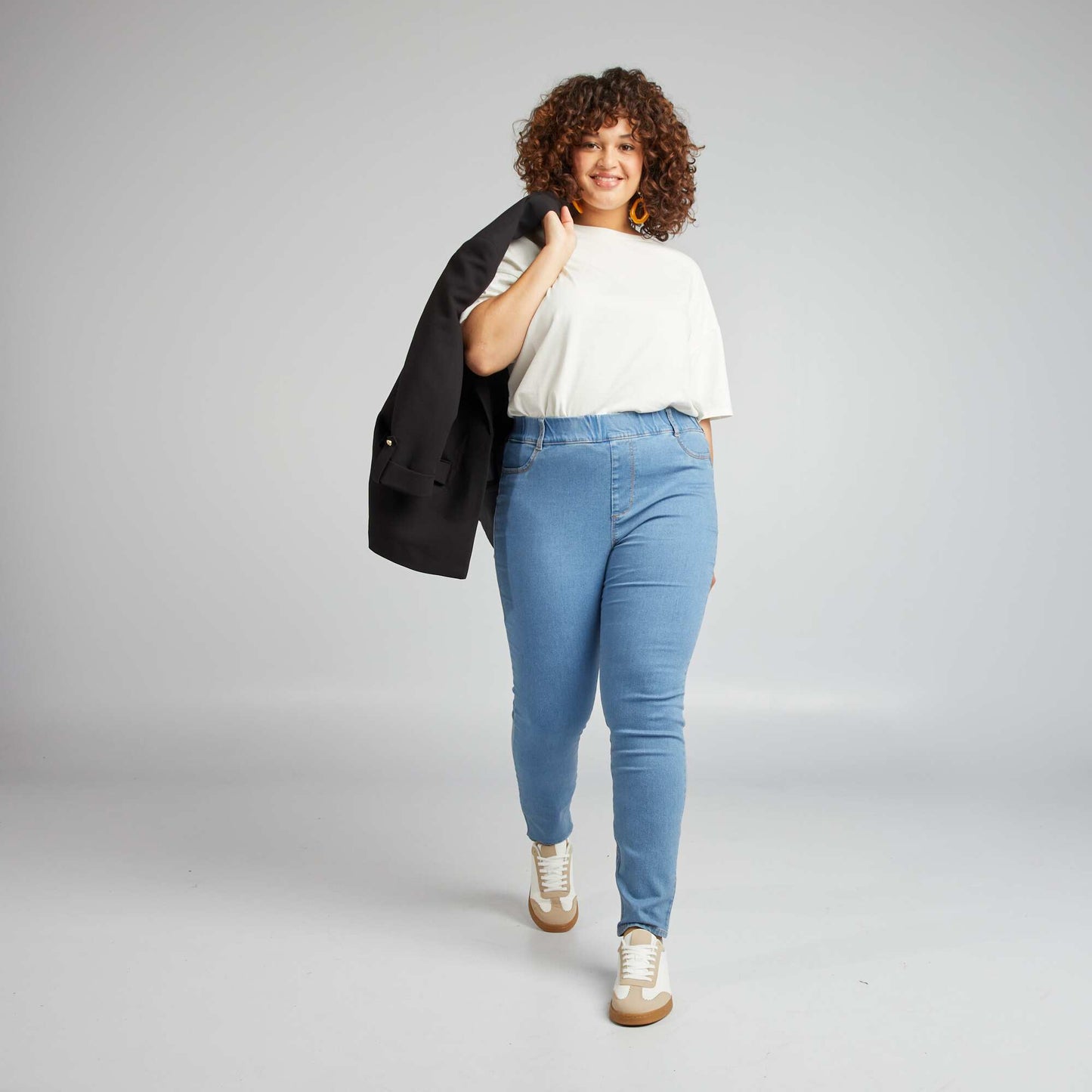 Jegging regular elástico de tiro alto AZUL