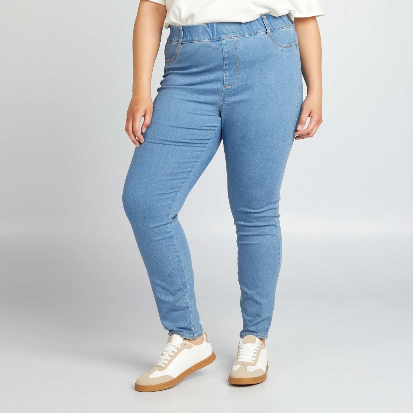 Jegging regular elástico de tiro alto AZUL