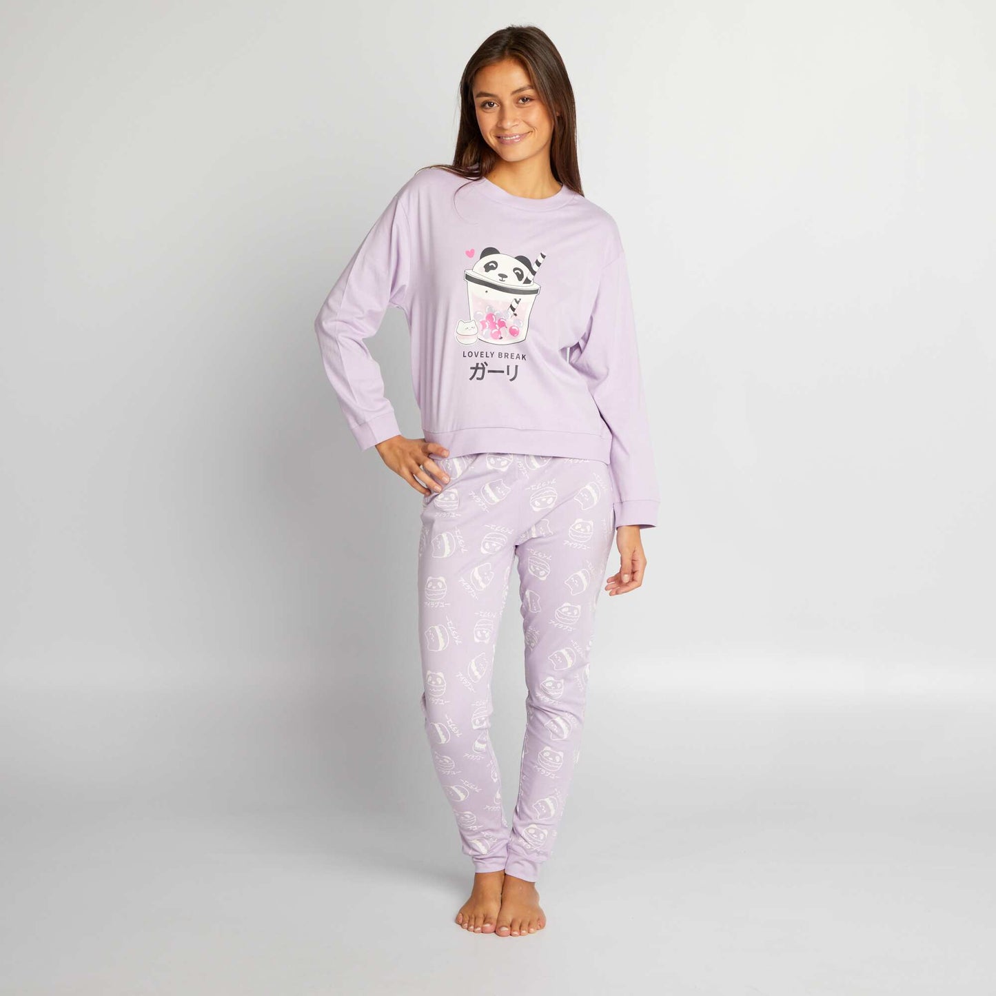 Conjunto de pijama largo de punto - 2 piezas PURPURA
