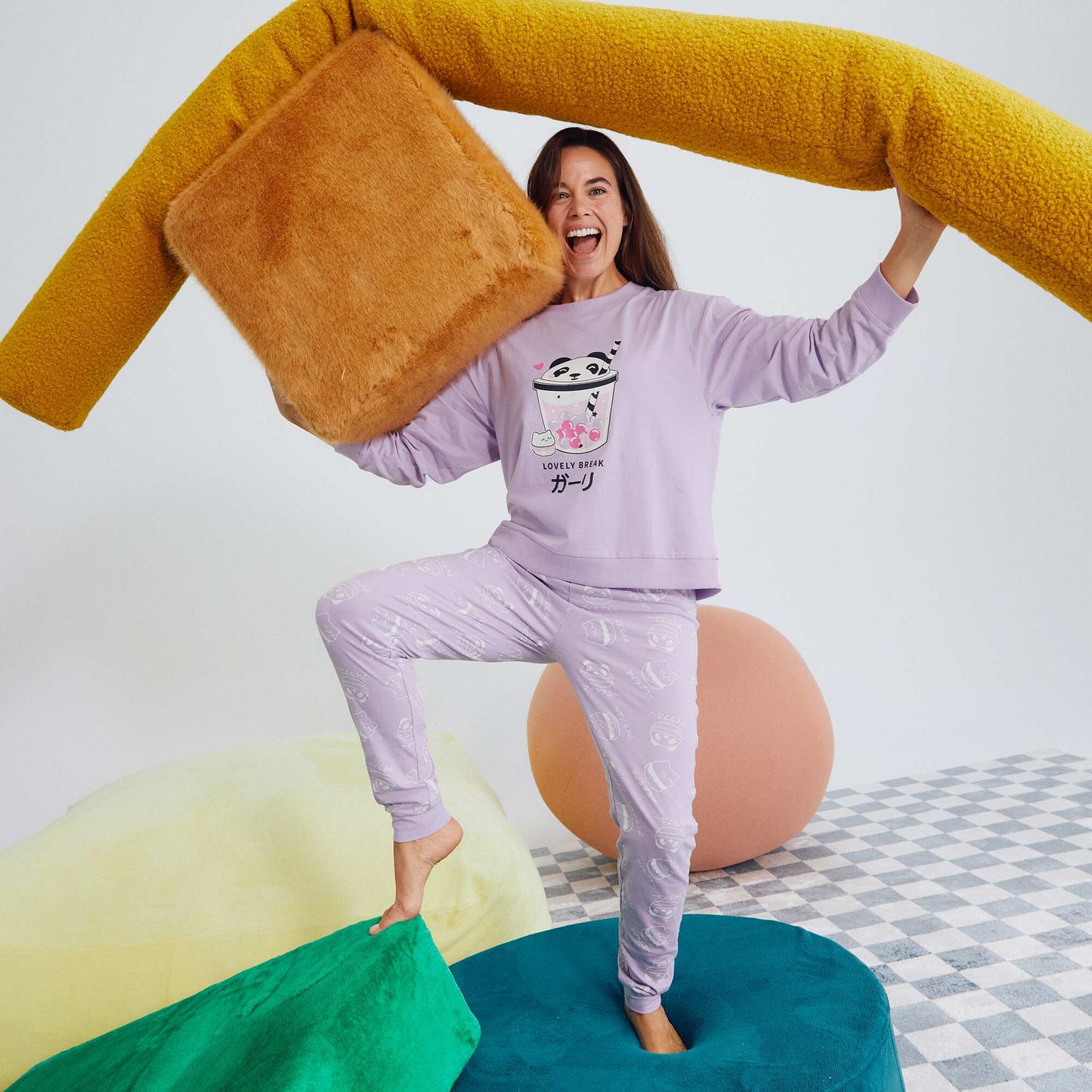 Conjunto de pijama largo de punto - 2 piezas PURPURA