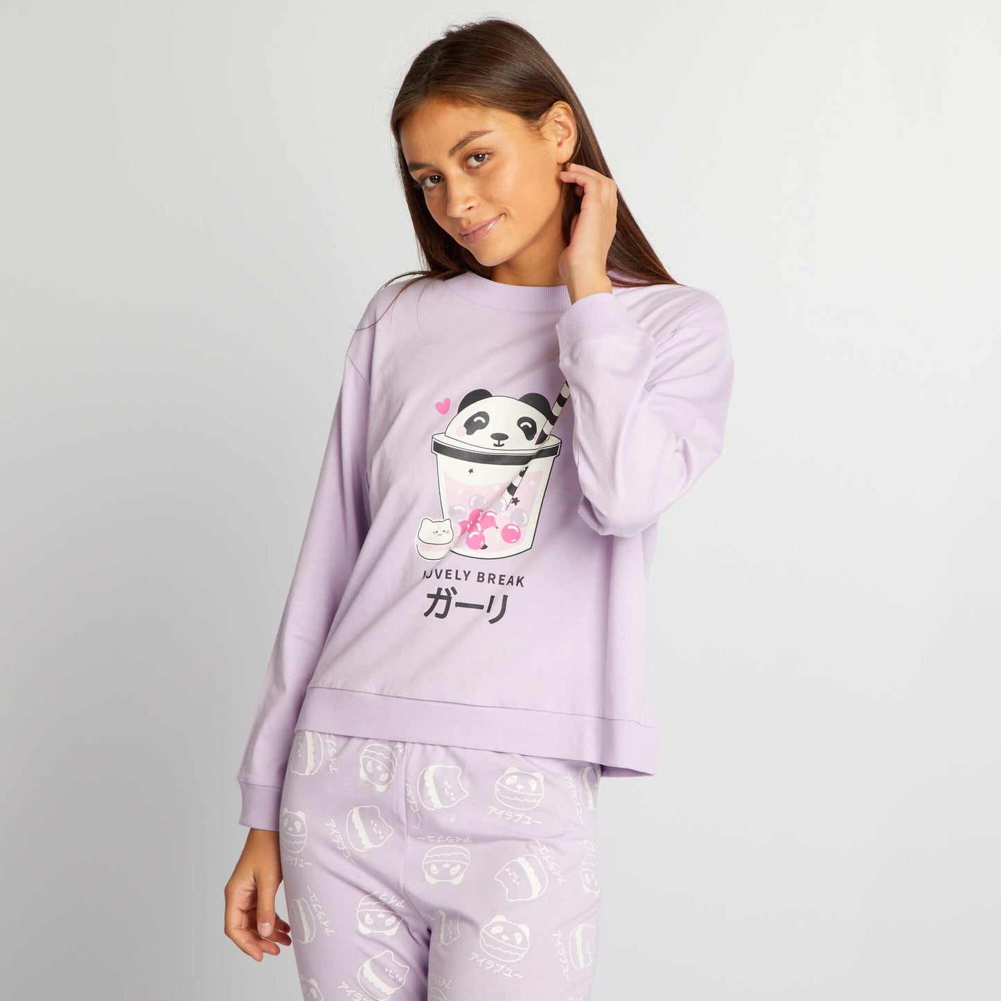 Conjunto de pijama largo de punto - 2 piezas PURPURA