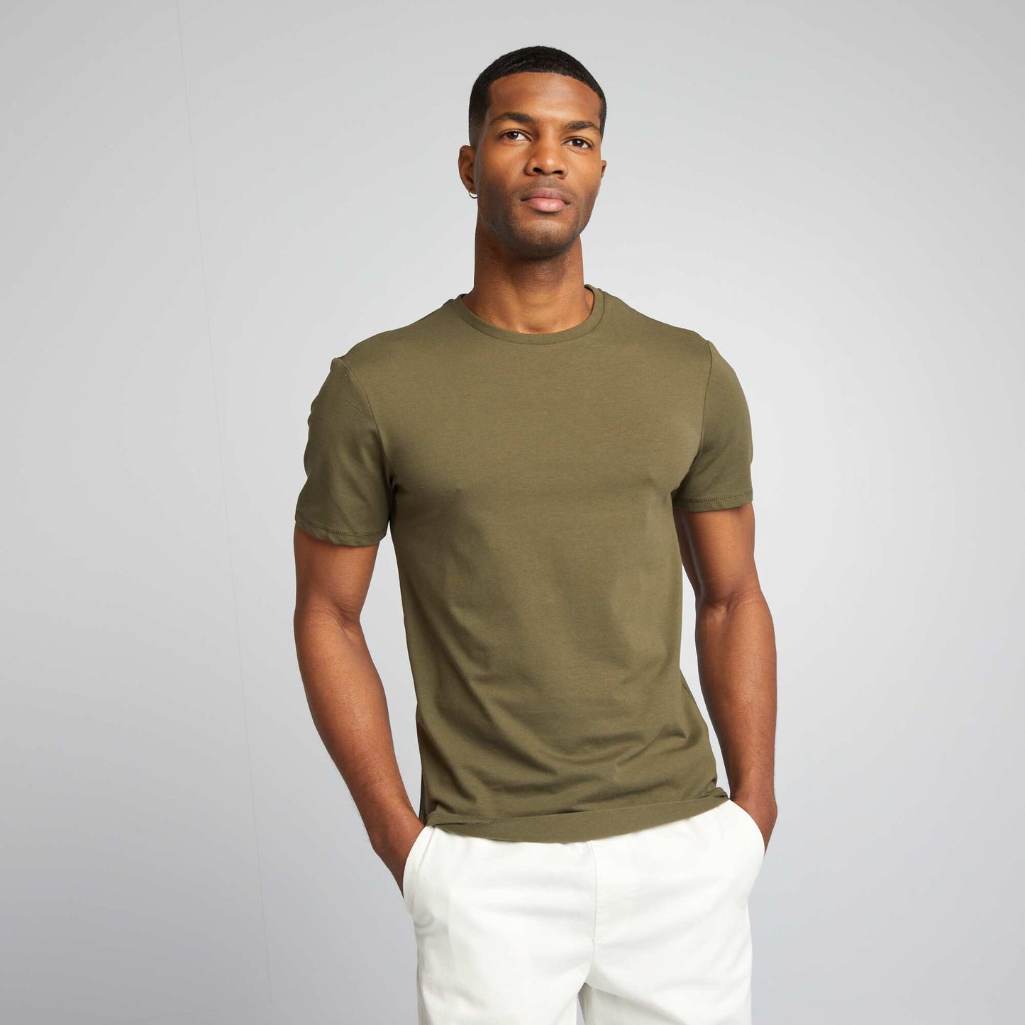 Camiseta lisa - Muscle fit KAKI