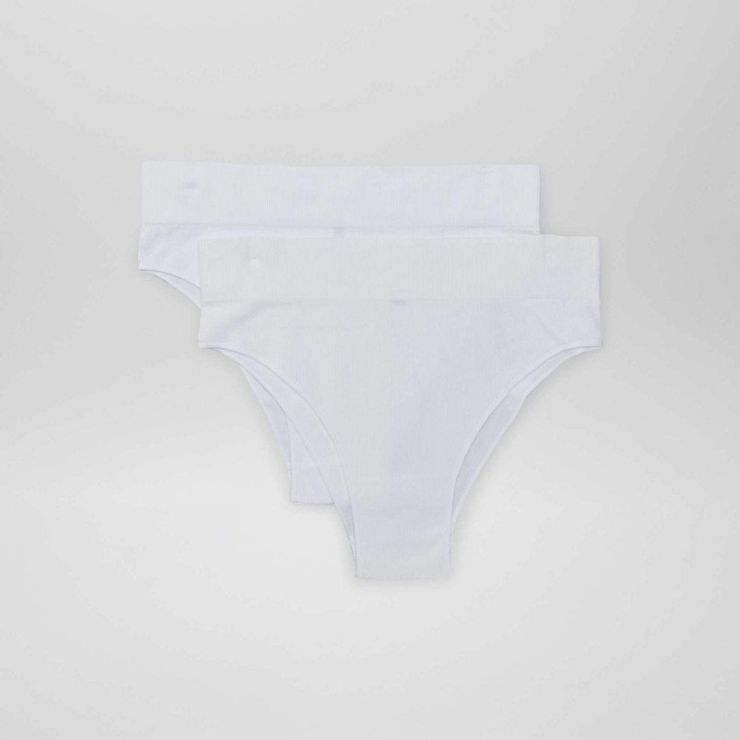 Pack de 2 braguitas brasileñas de canalé sin costuras blanco