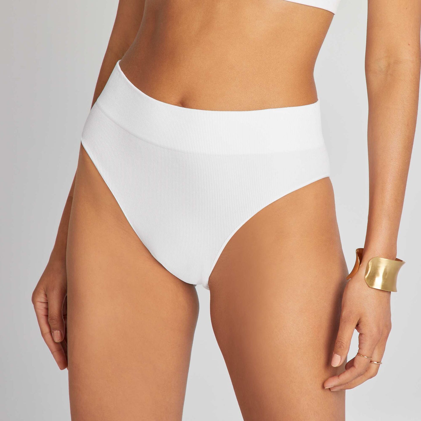 Pack de 2 braguitas brasileñas de canalé sin costuras blanco