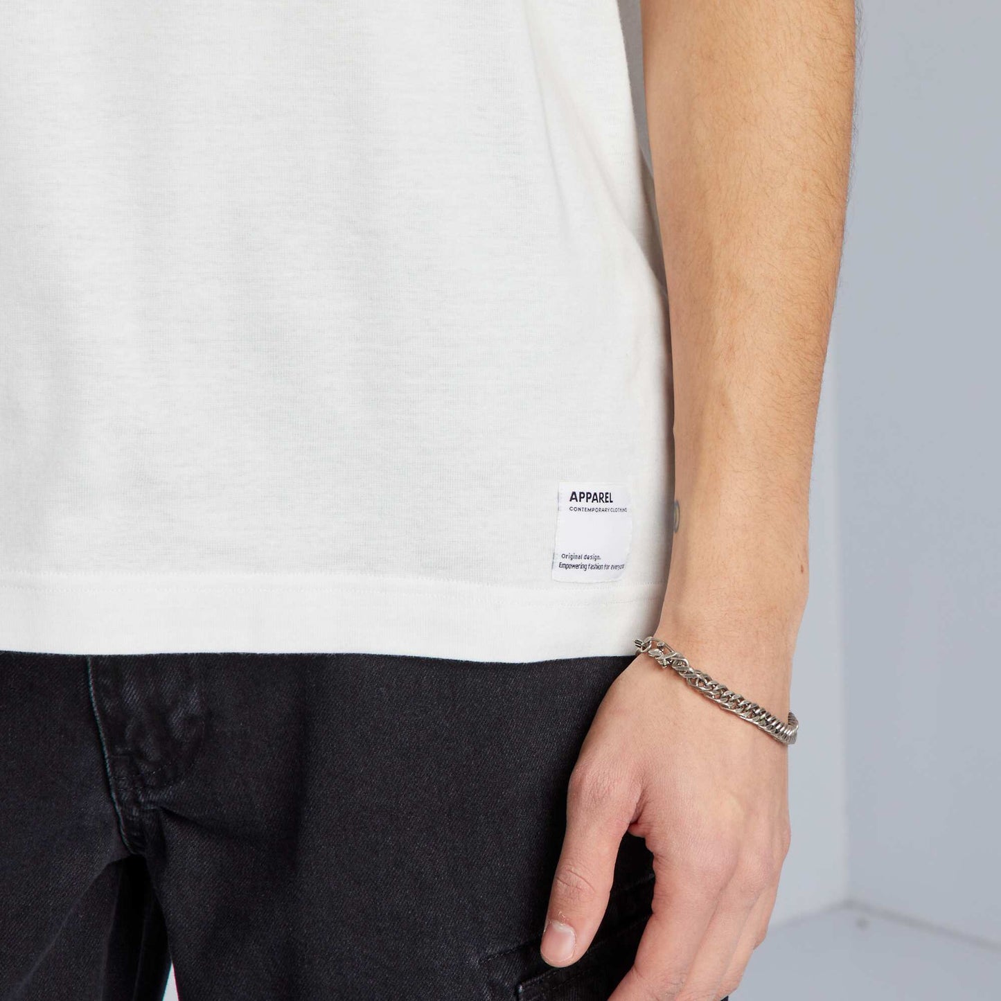 Camiseta de algodón con cuello redondo BLANCO