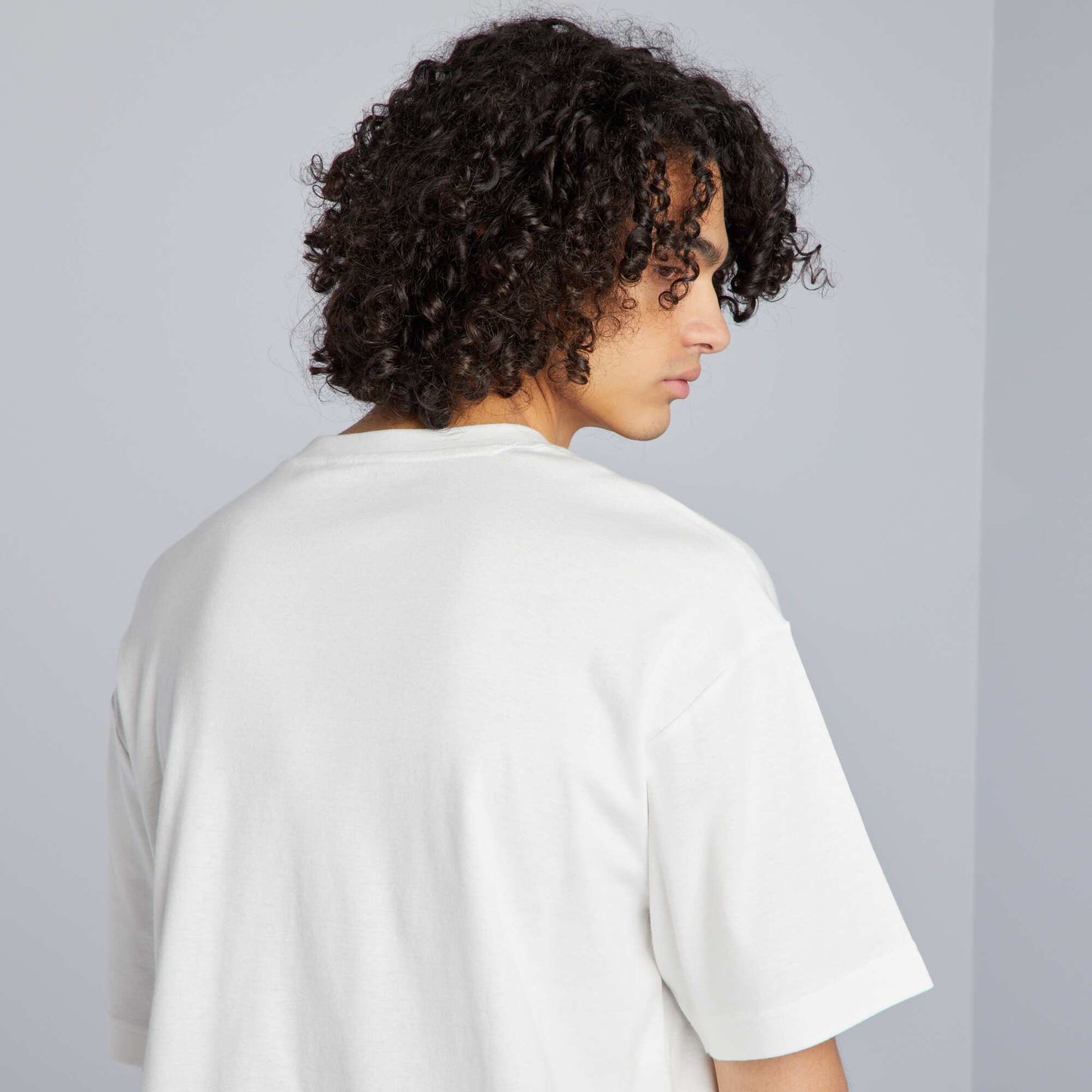 Camiseta de algodón con cuello redondo BLANCO