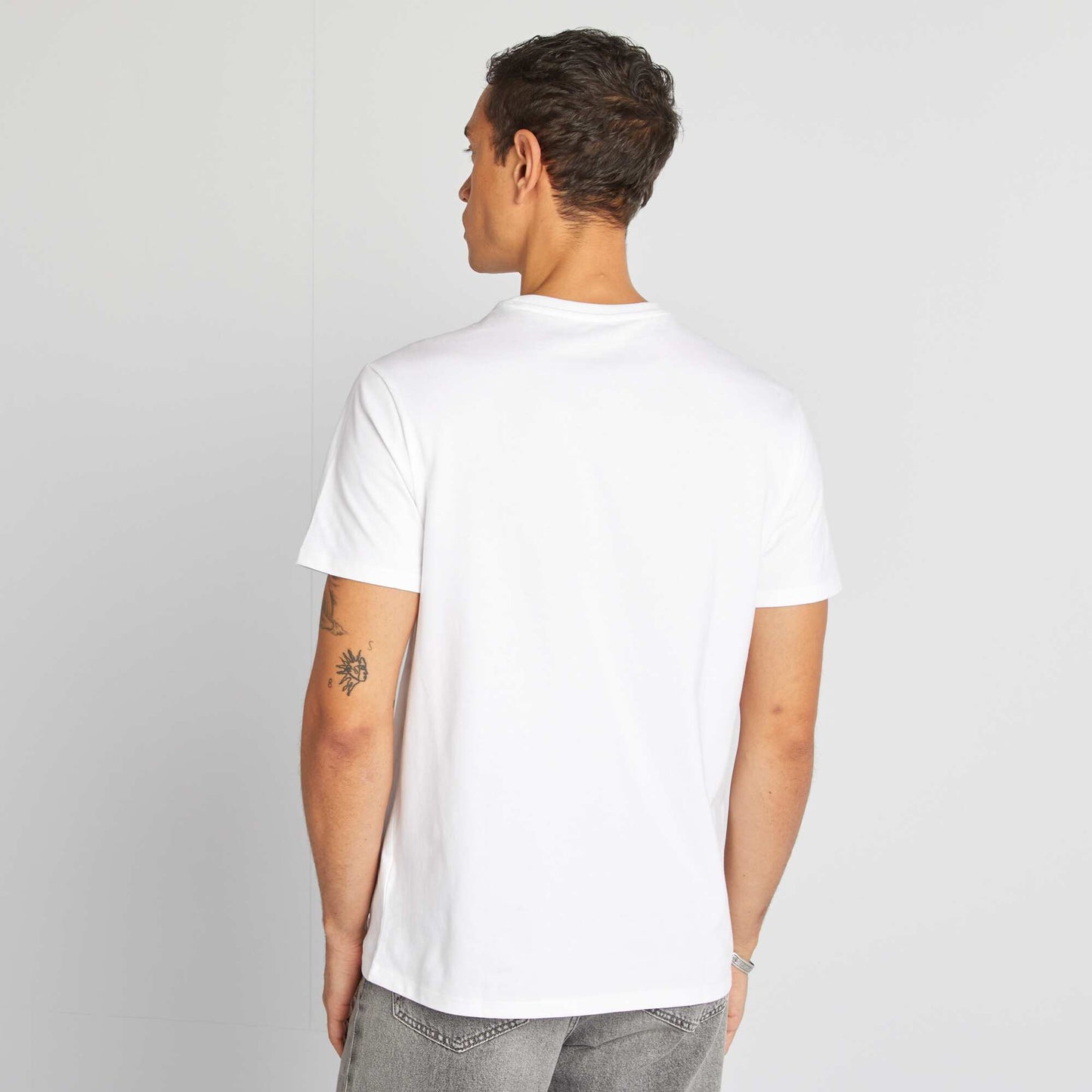Camiseta de algodón con cuello redondo BLANCO