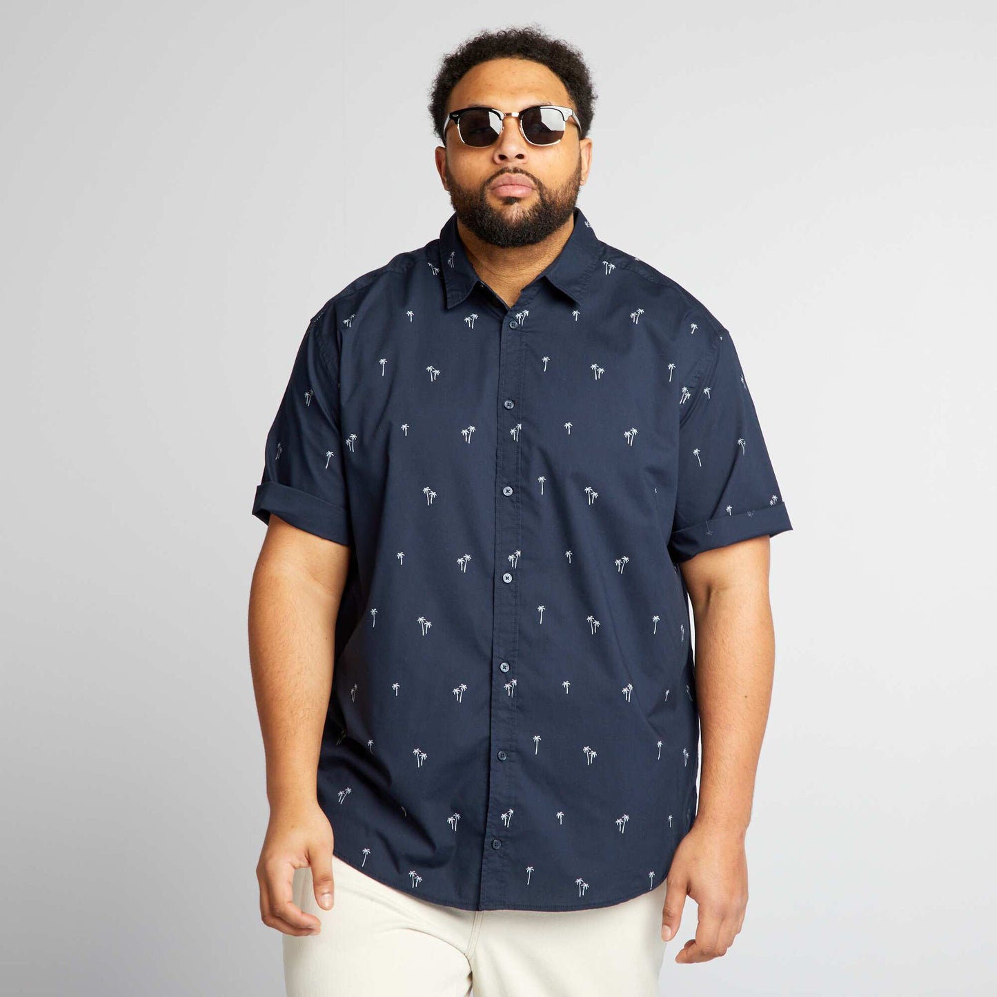 Camisa de manga corta 'palmeras' AZUL