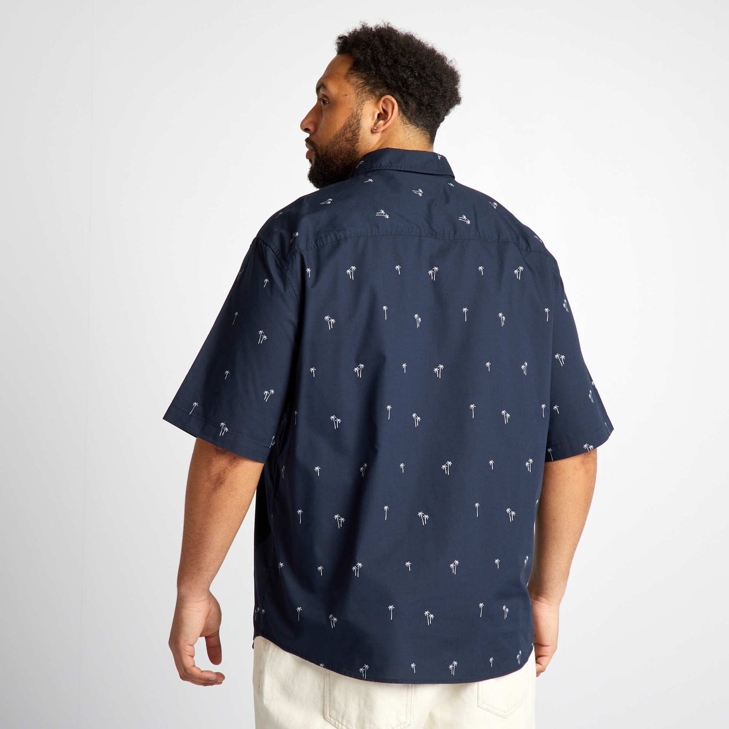 Camisa de manga corta 'palmeras' AZUL