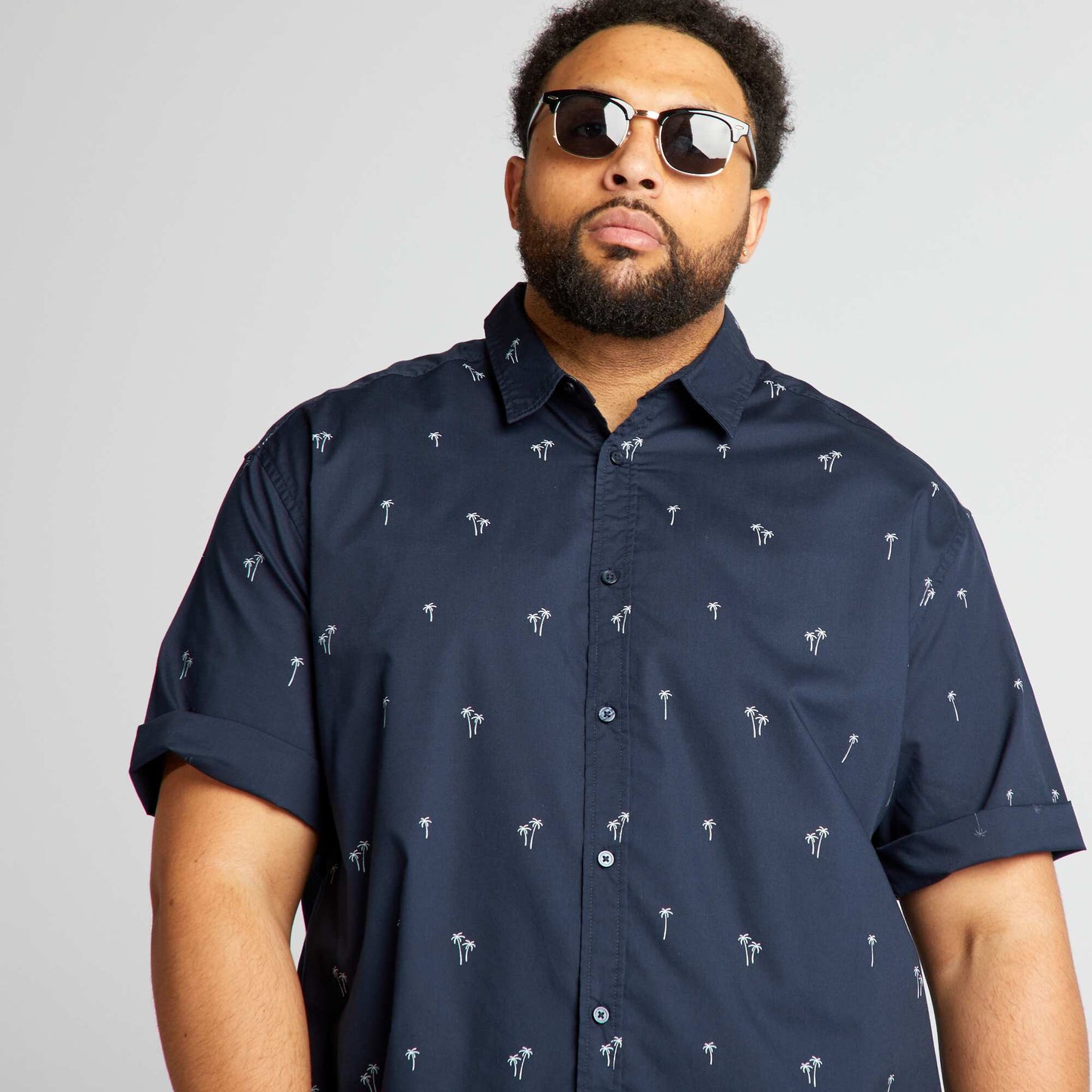 Camisa de manga corta 'palmeras' AZUL