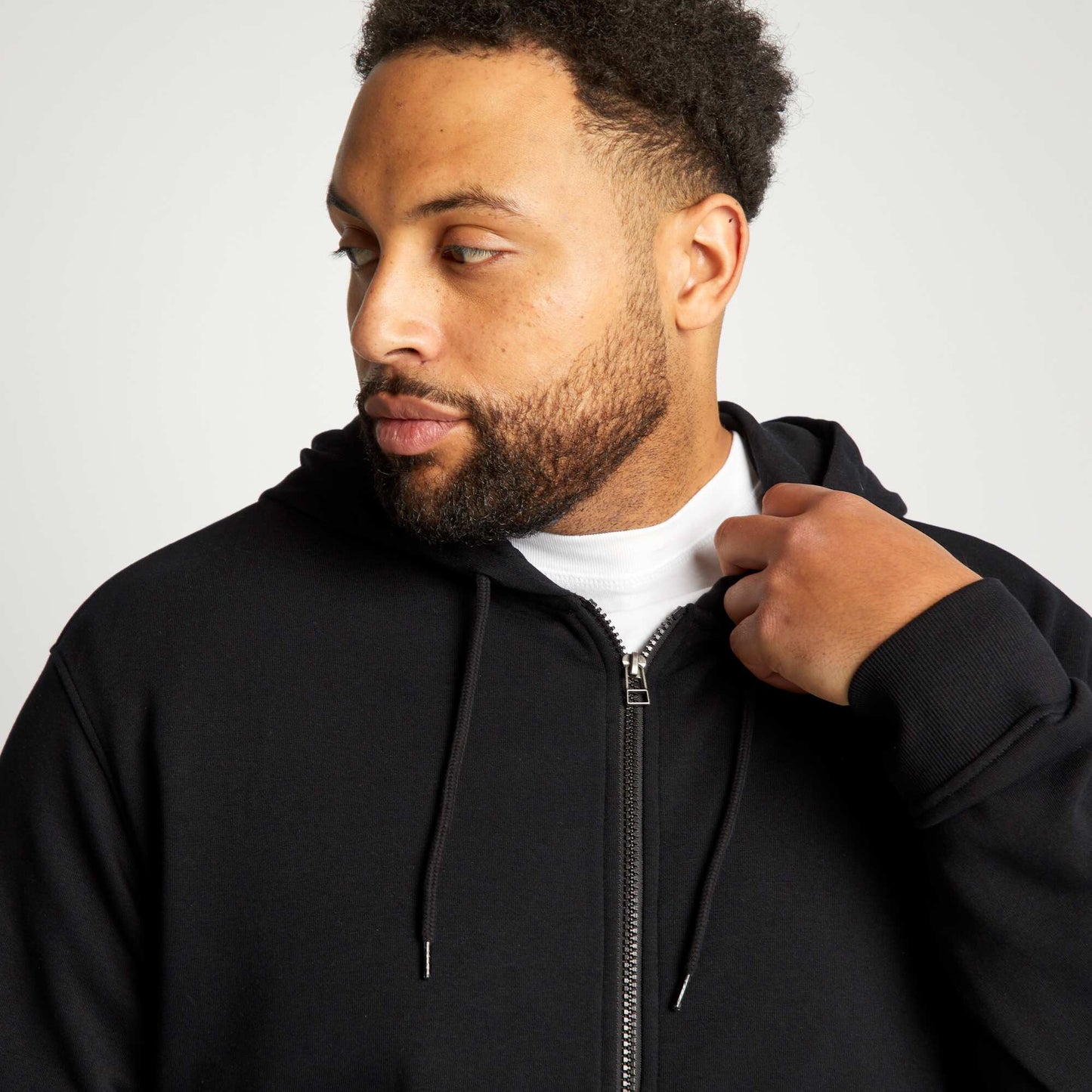 Buzo de chándal con cremallera y capucha NEGRO