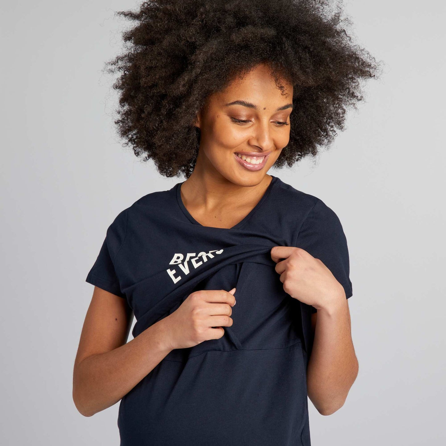 Camisón de lactancia con mensaje AZUL