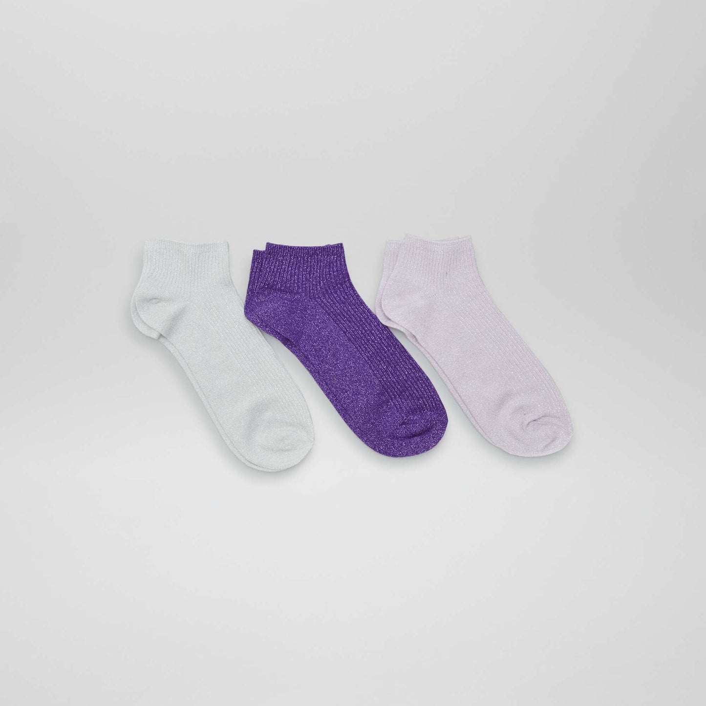 Pack de medias tobilleros con brillos - 3 pares PURPURA