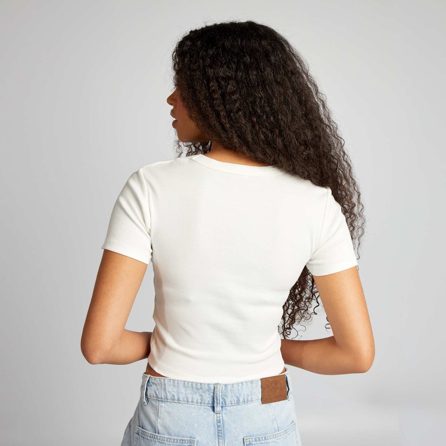 Camiseta cropped de manga corta BLANCO