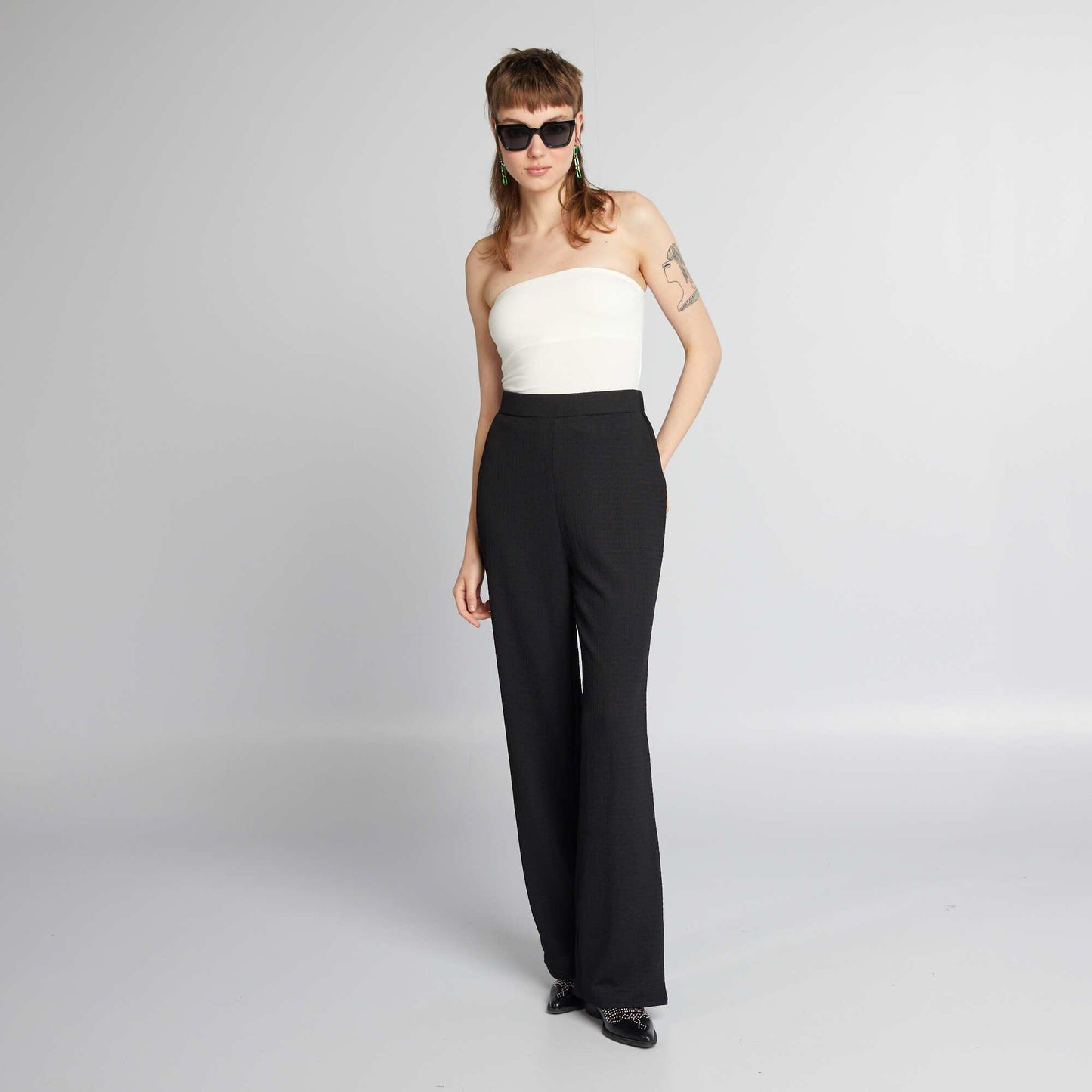 Camiseta bandeau de canalé BLANCO