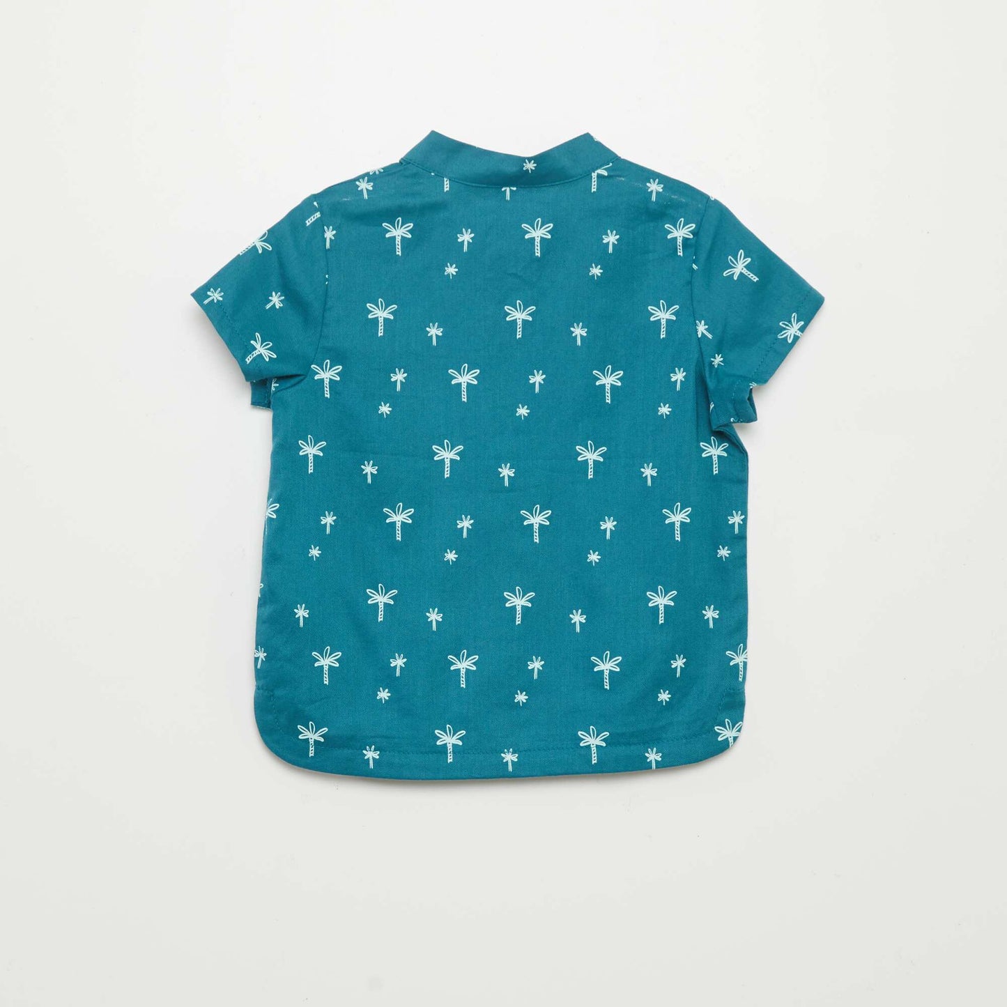 Camisa con cuello mao estampado palmeras AZUL