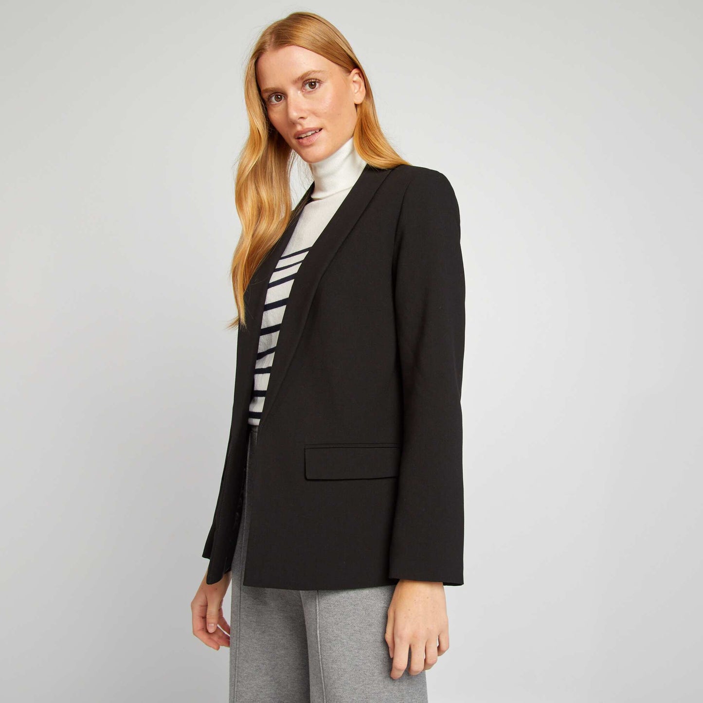 Chaqueta blazer largo medio NEGRO