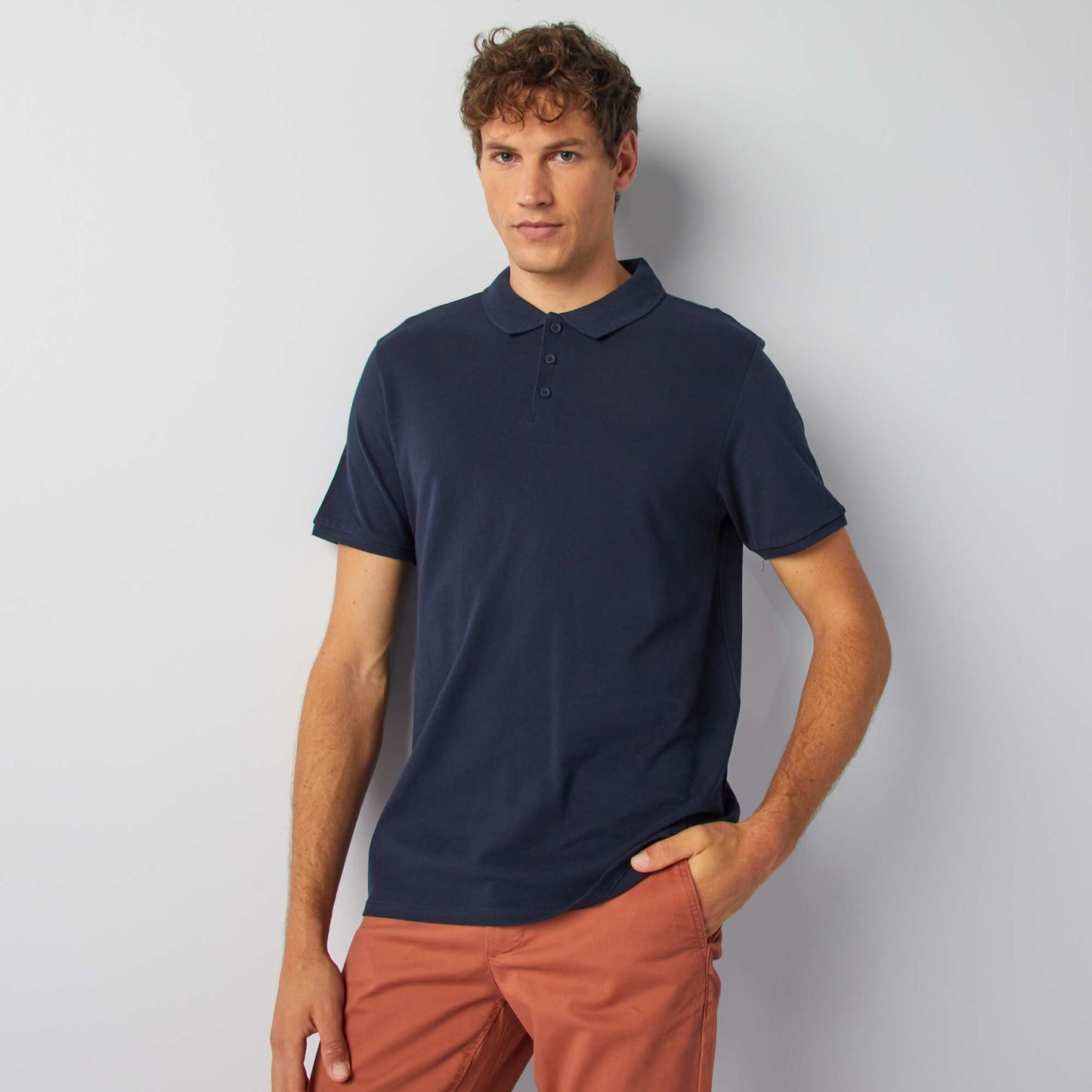 Remera de piqué de algodón azul