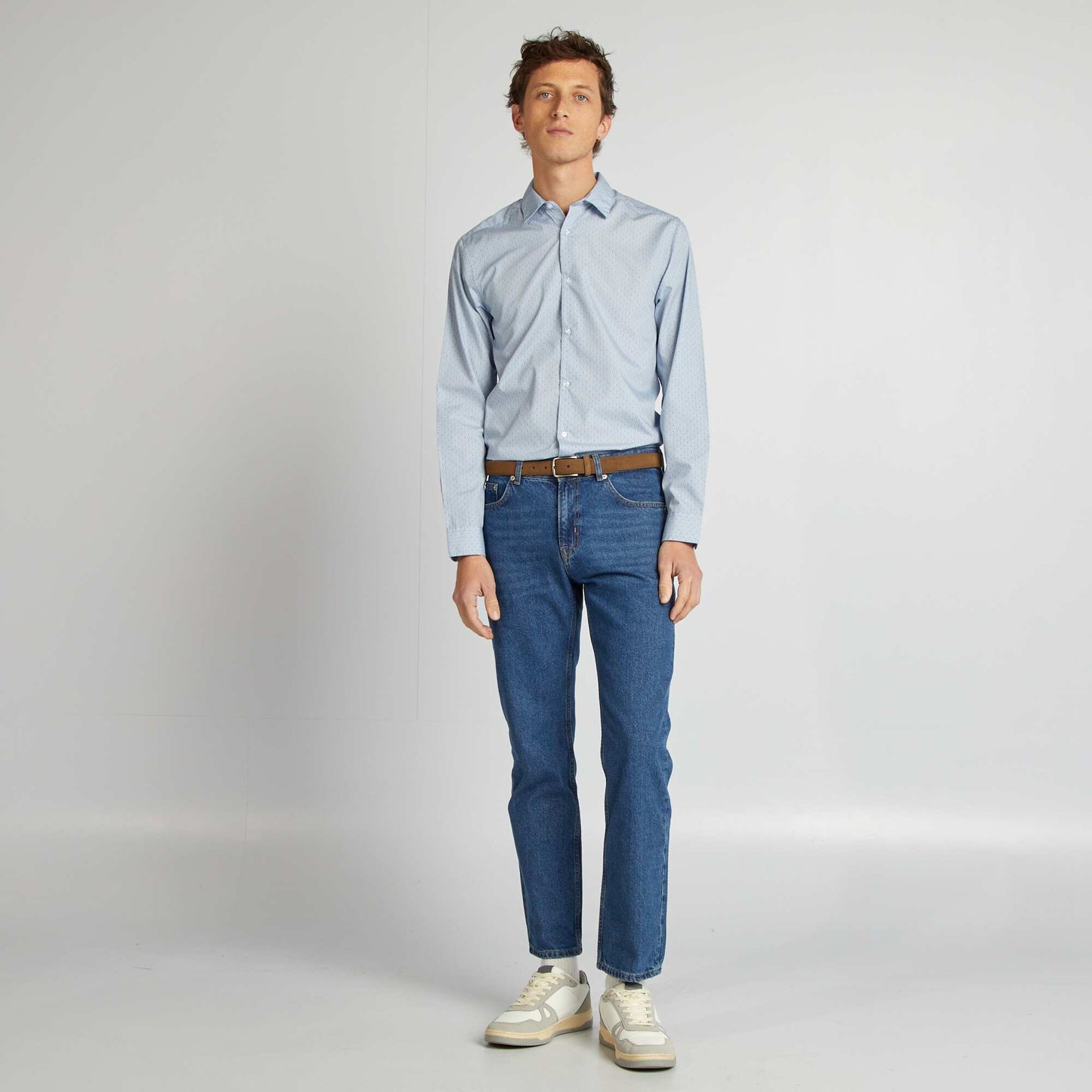 Camisa regular de lunares AZUL