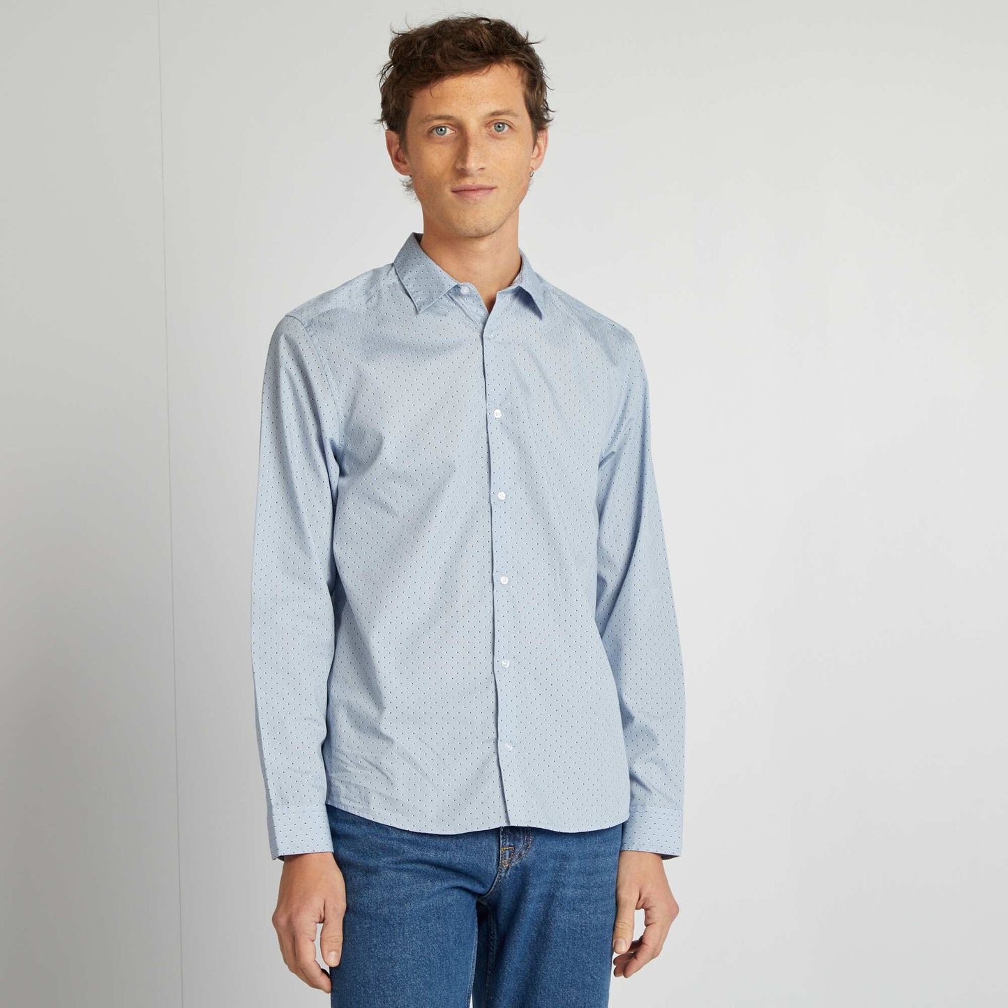 Camisa regular de lunares AZUL