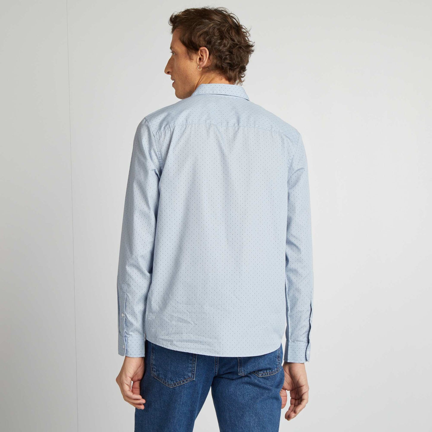 Camisa regular de lunares AZUL