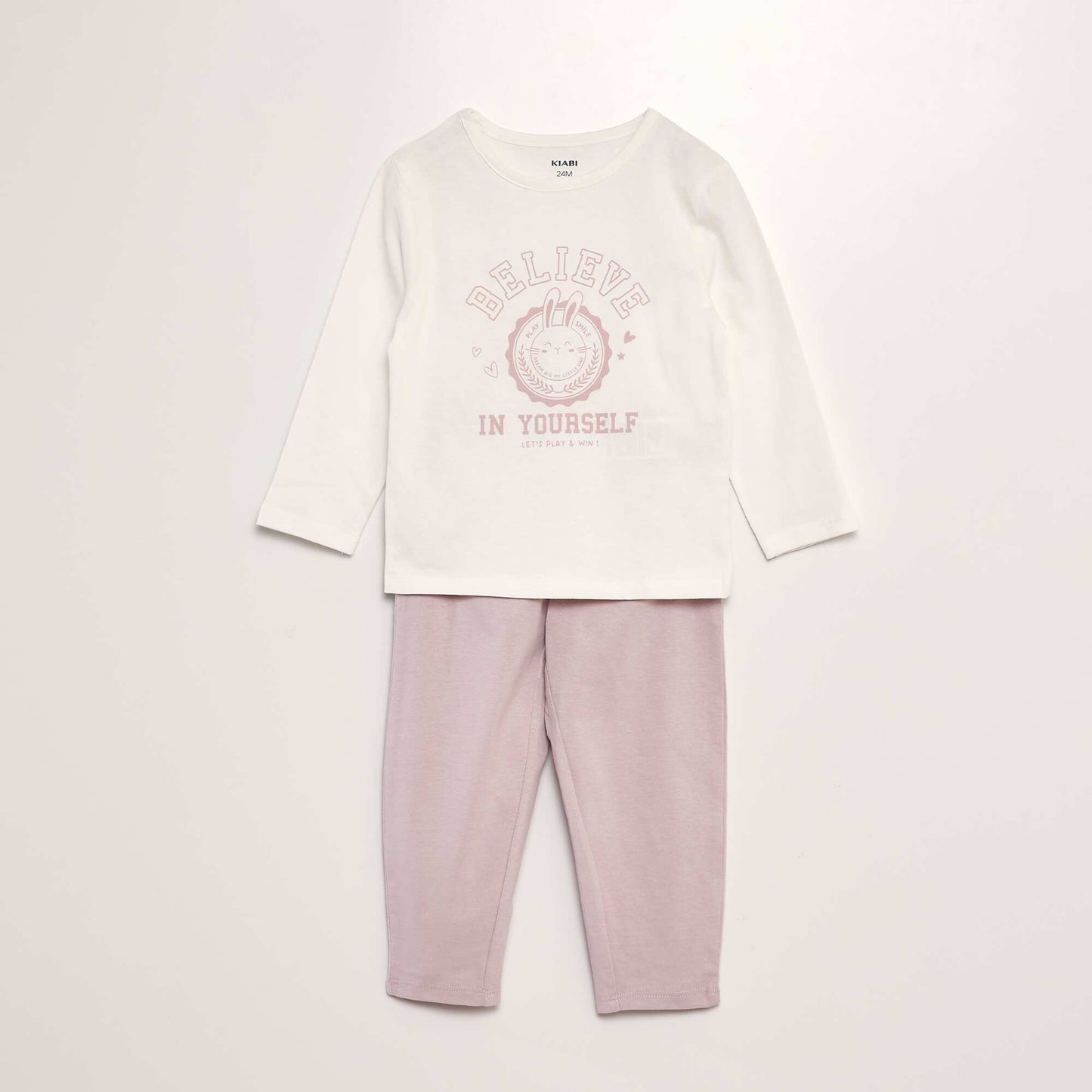 Pijama largo de 2 piezas estampado BLANCO