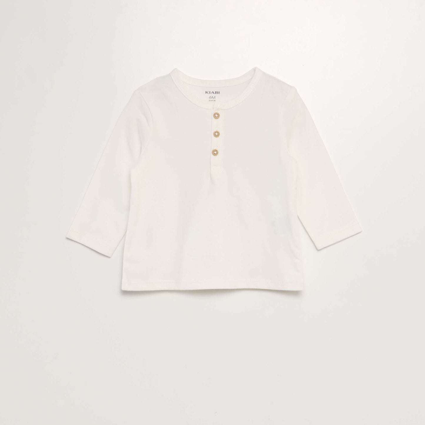 Camiseta de manga larga con cuello panadero BLANCO
