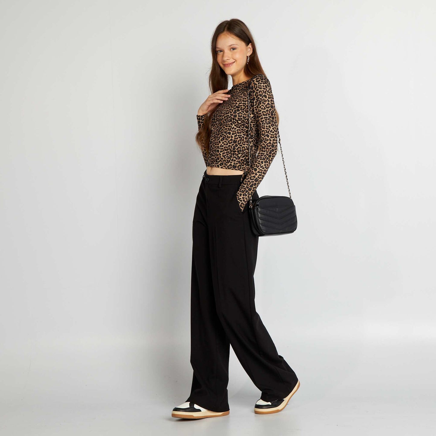 Pantalón ancho de rayas negro