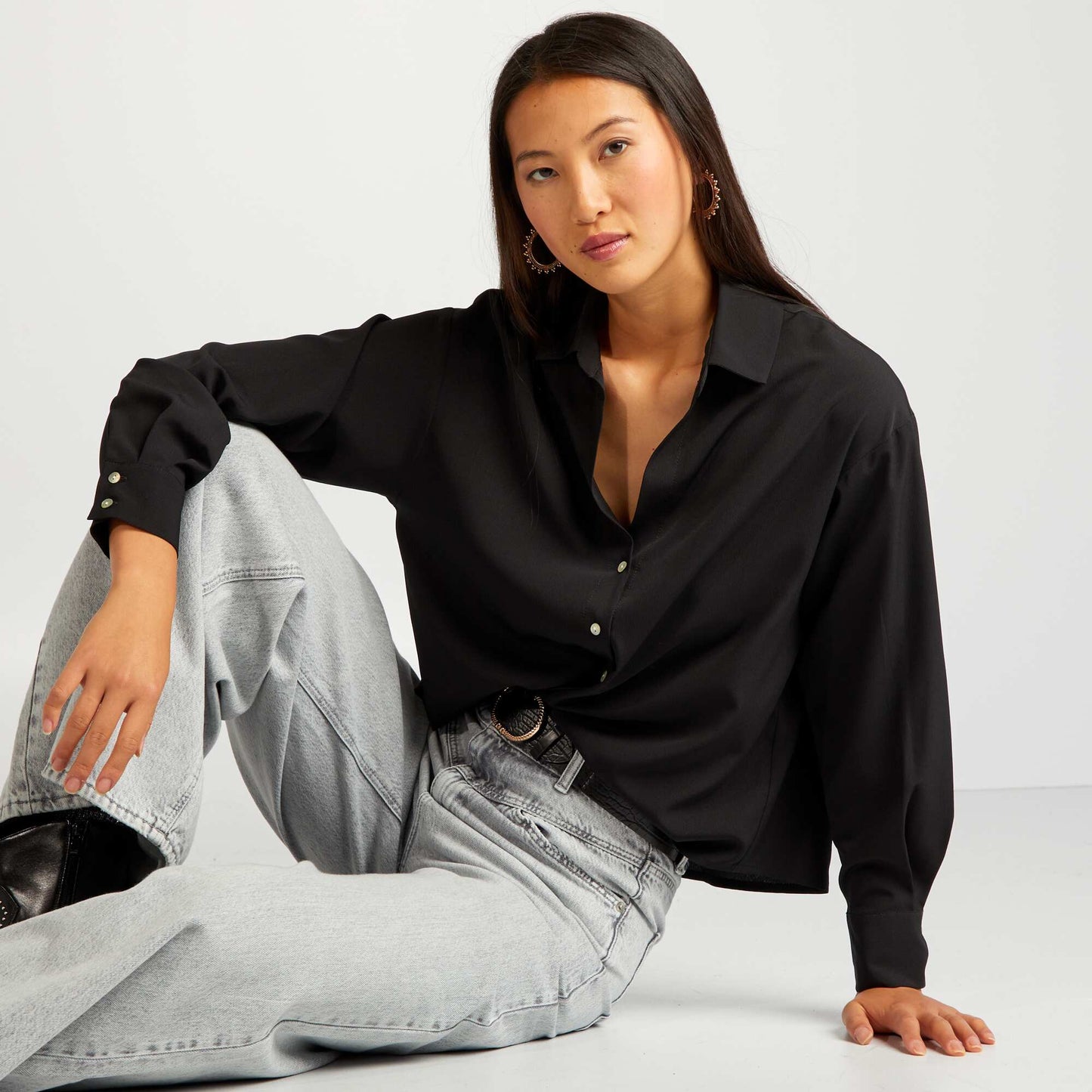 Blusa fluida negro