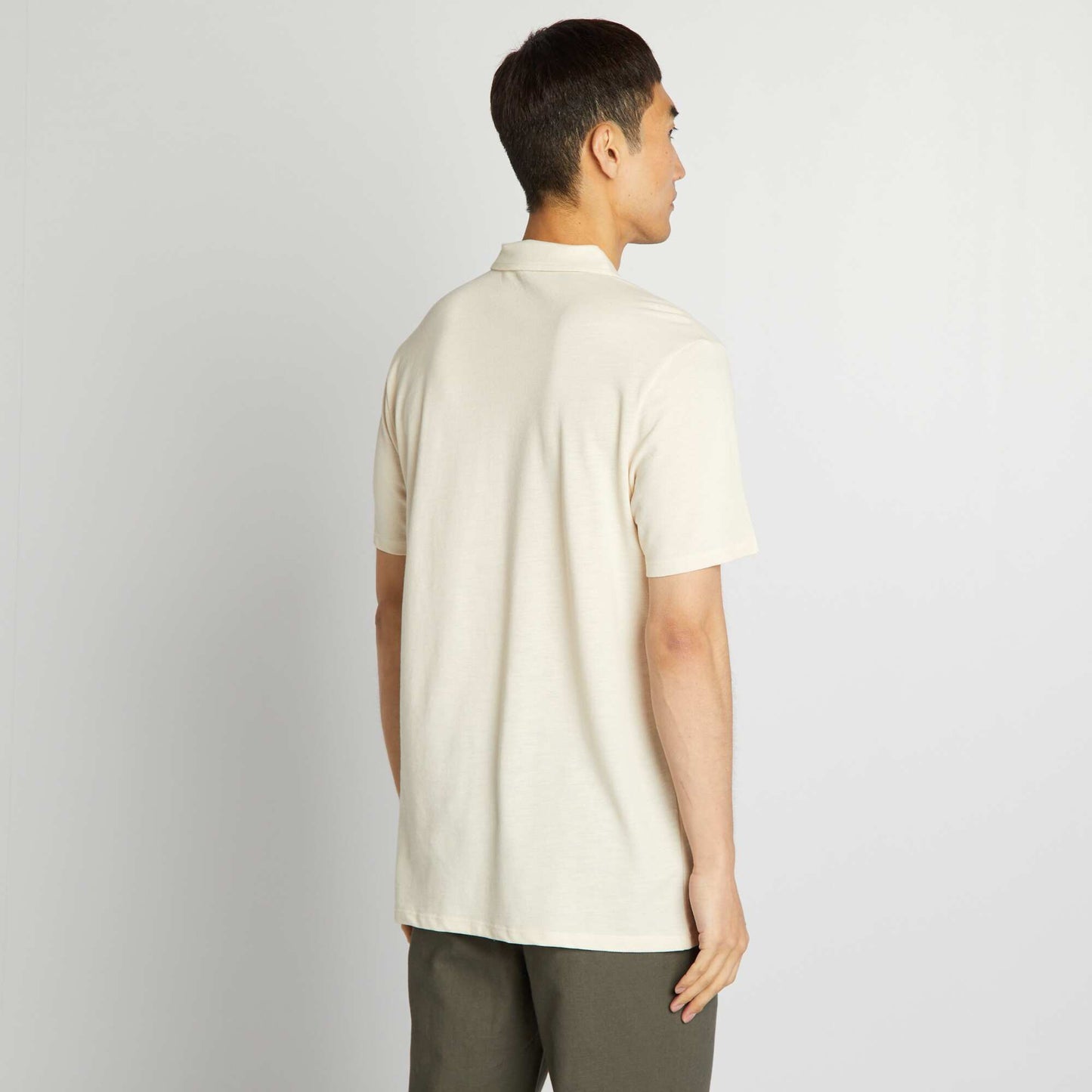 Remera de piqué de algodón de manga corta BLANCO