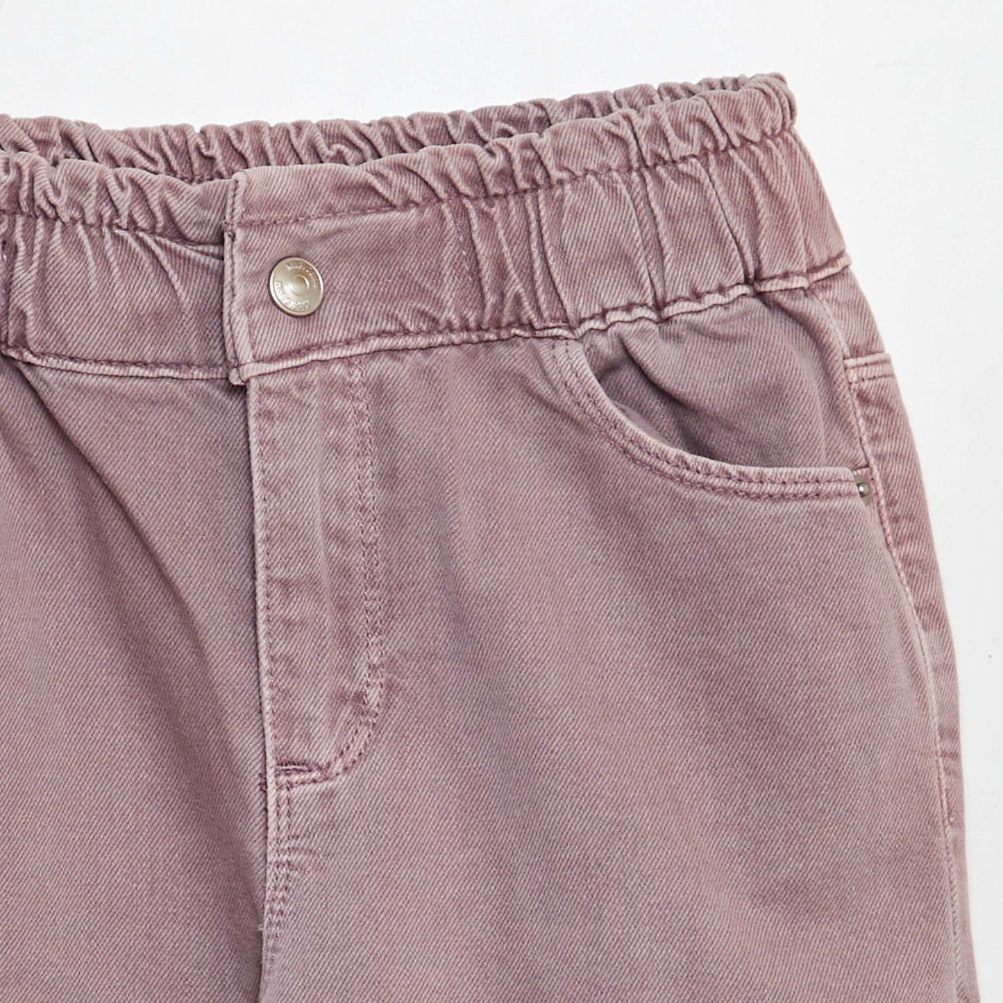 Pantalón de sarga con volante en la cintura PURPURA