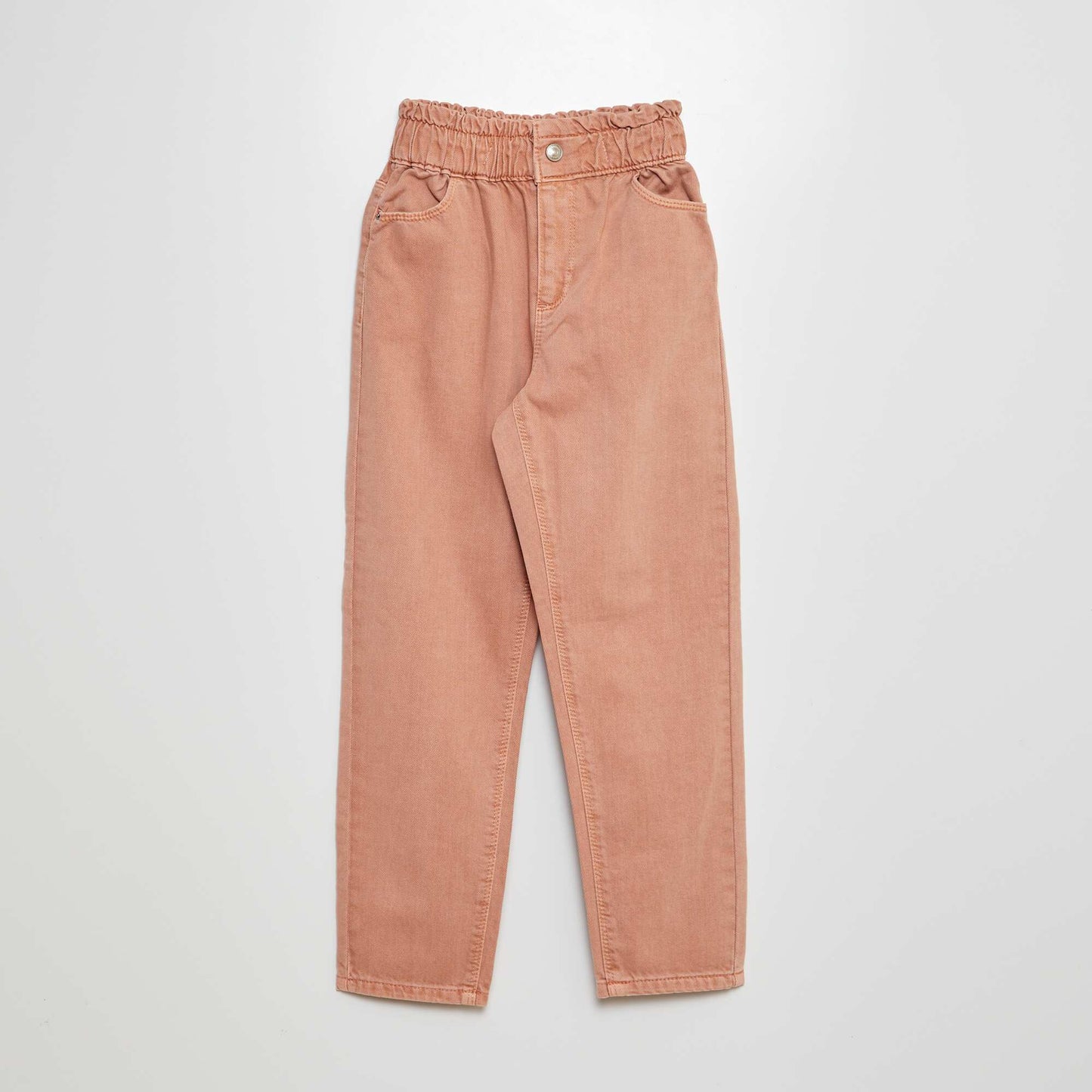 Pantalón de sarga con volante en la cintura ROSA