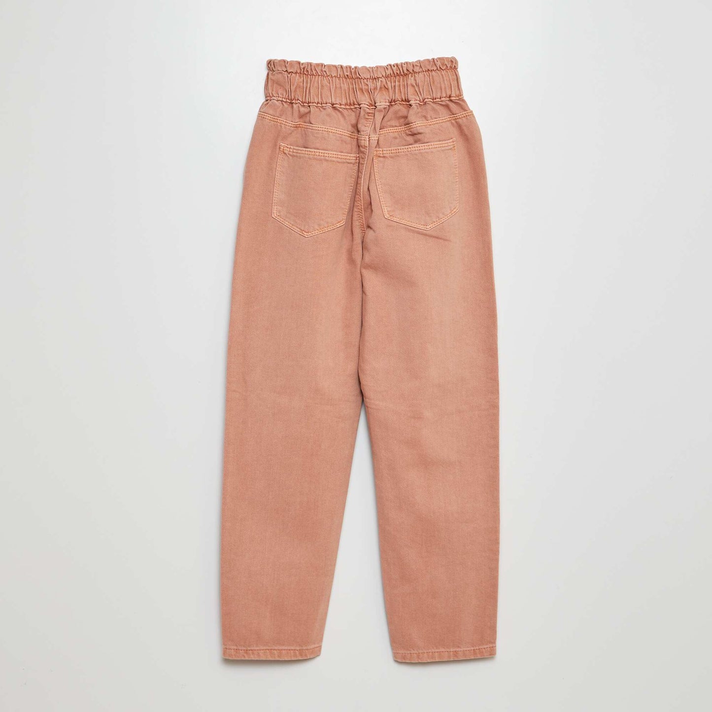 Pantalón de sarga con volante en la cintura ROSA