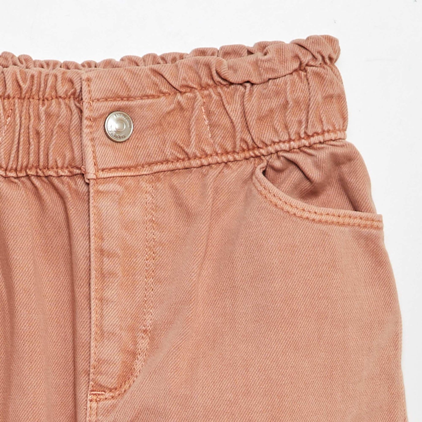 Pantalón de sarga con volante en la cintura ROSA