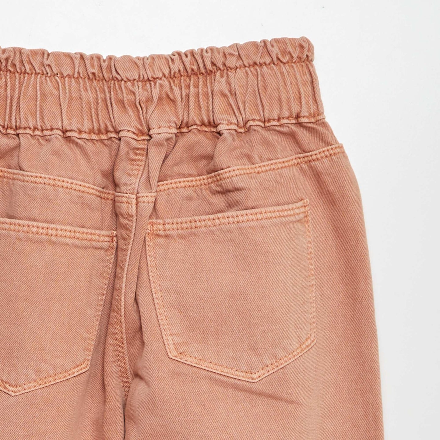 Pantalón de sarga con volante en la cintura ROSA