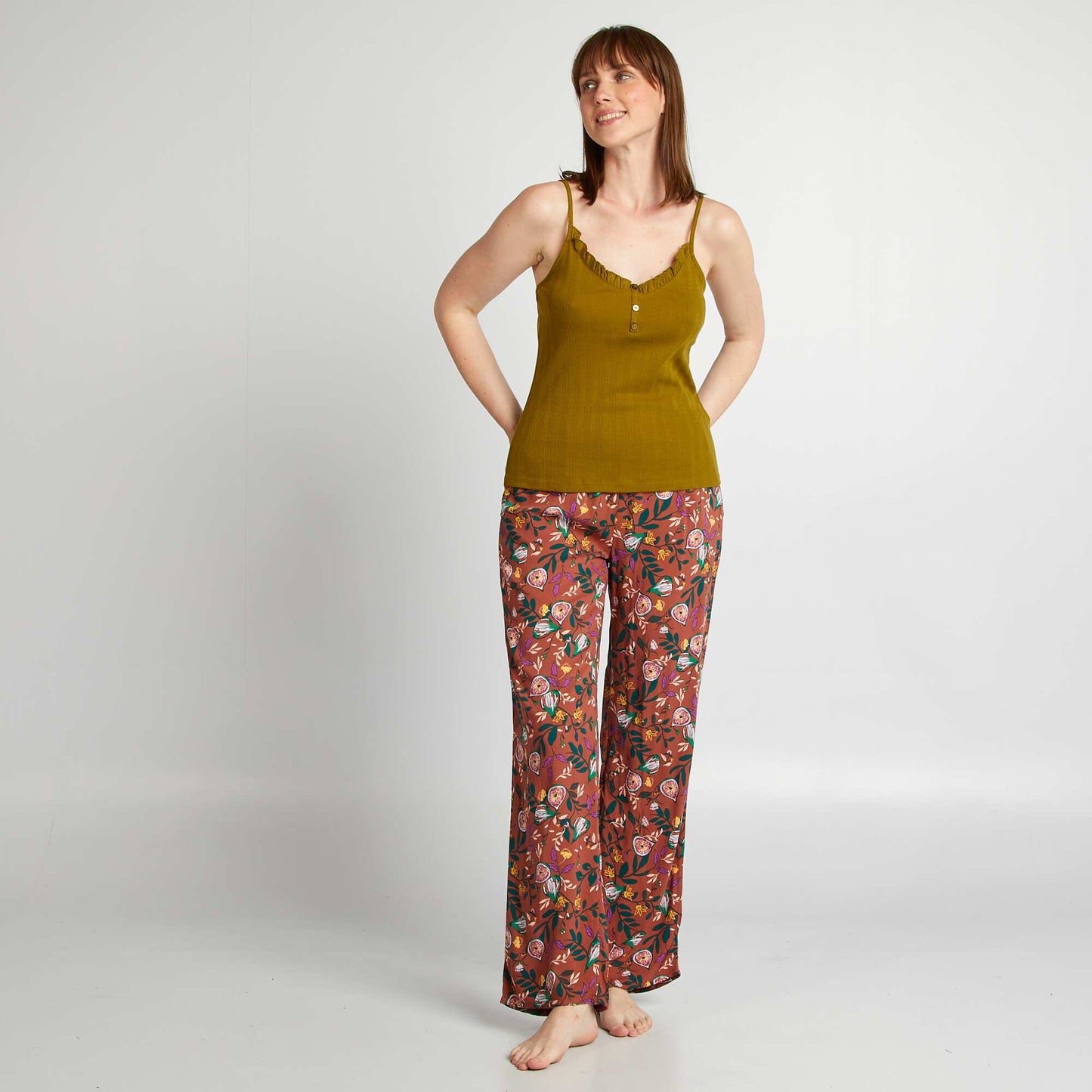 Pantalón de pijama ancho estampado MARRON