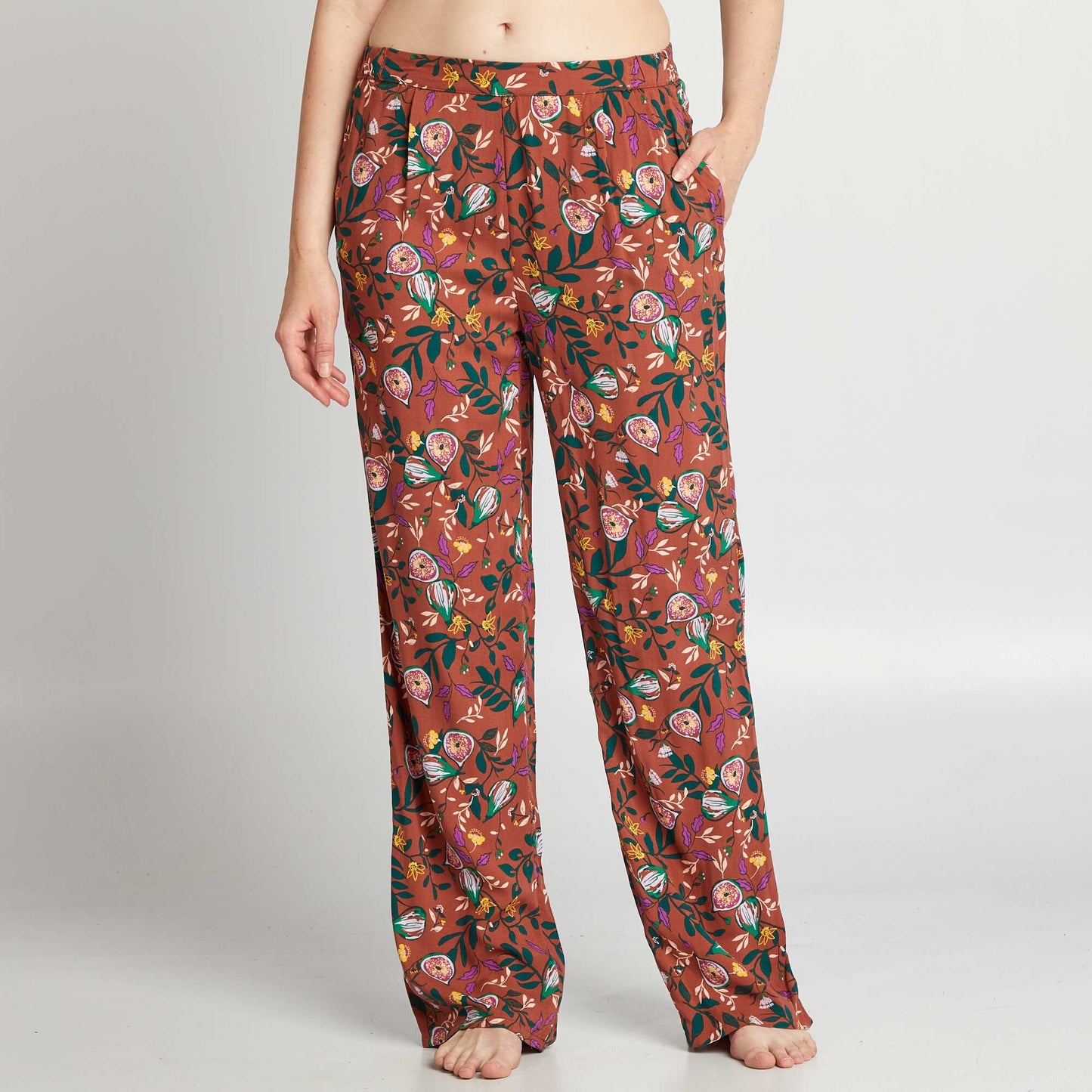 Pantalón de pijama ancho estampado MARRON
