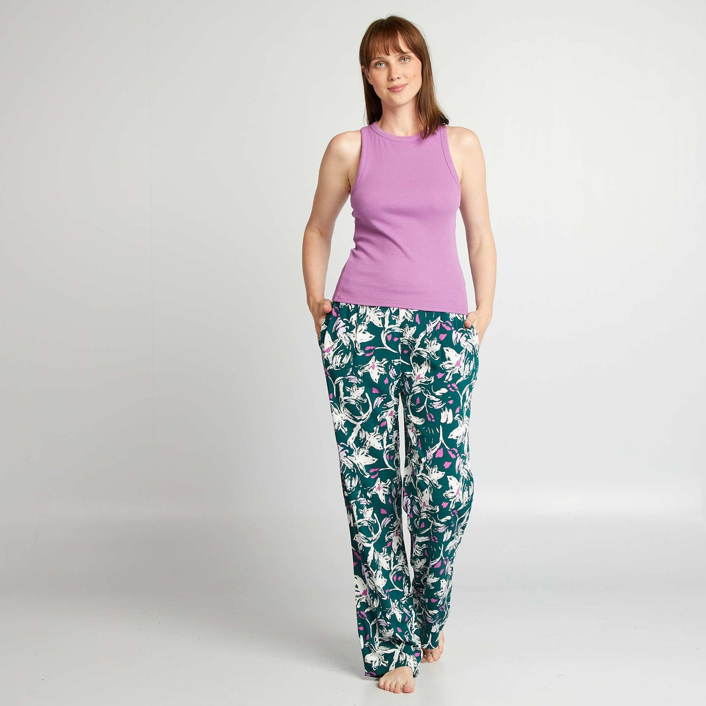 Pantalón de pijama ancho estampado VERDE