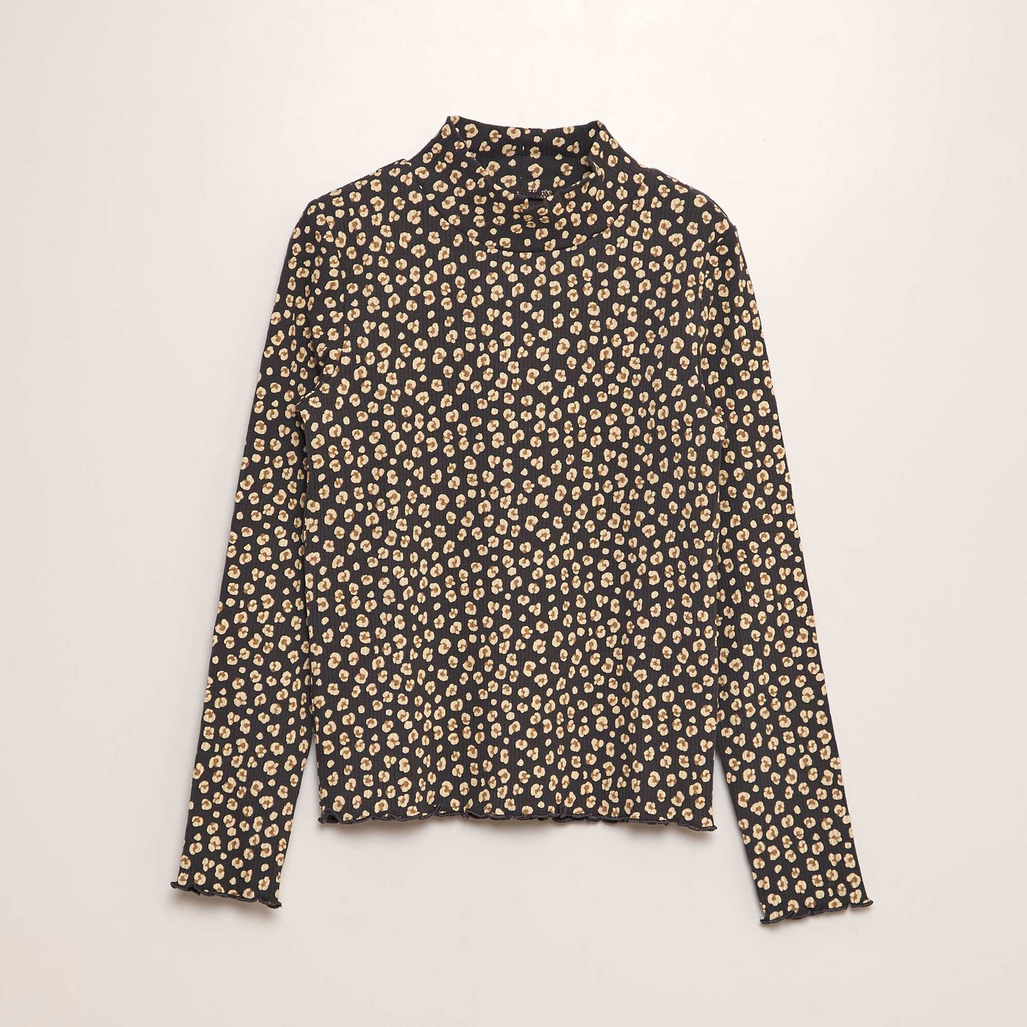 Camiseta de canalé con estampado GRIS