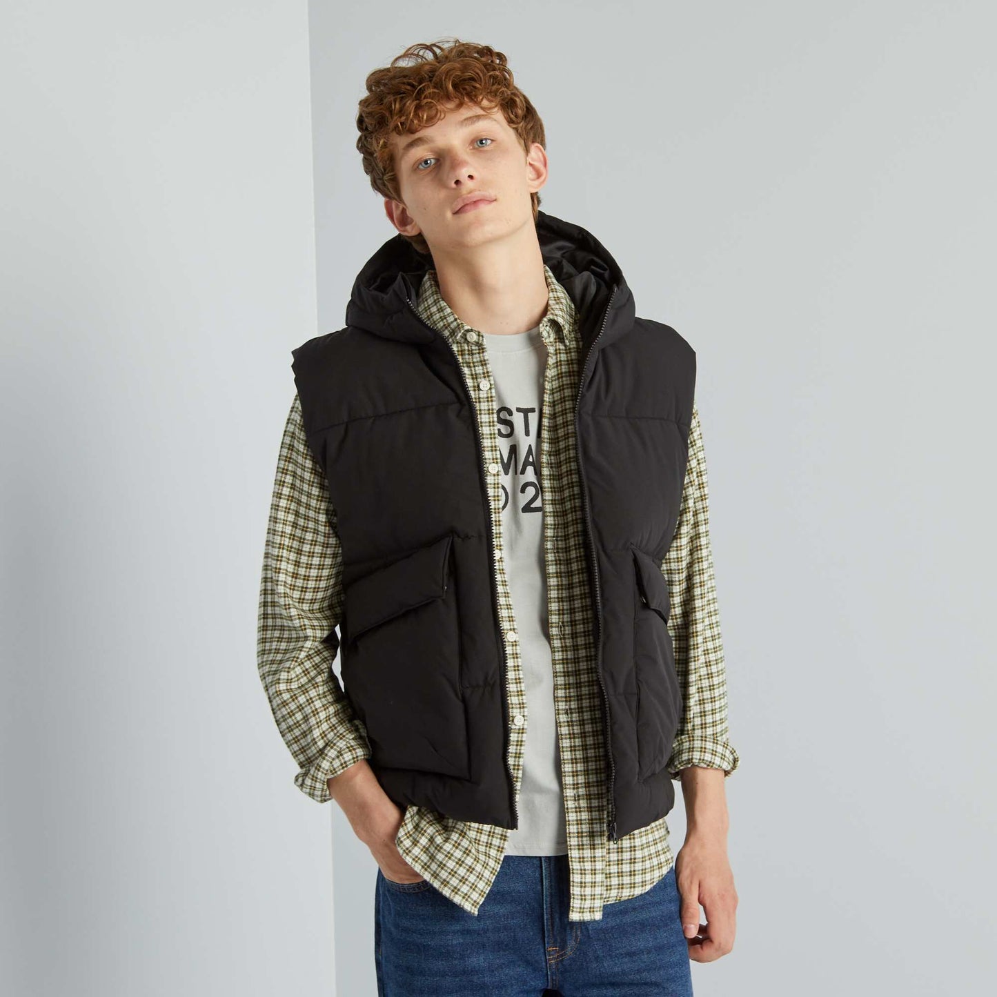 Anorak acolchado con capucha negro