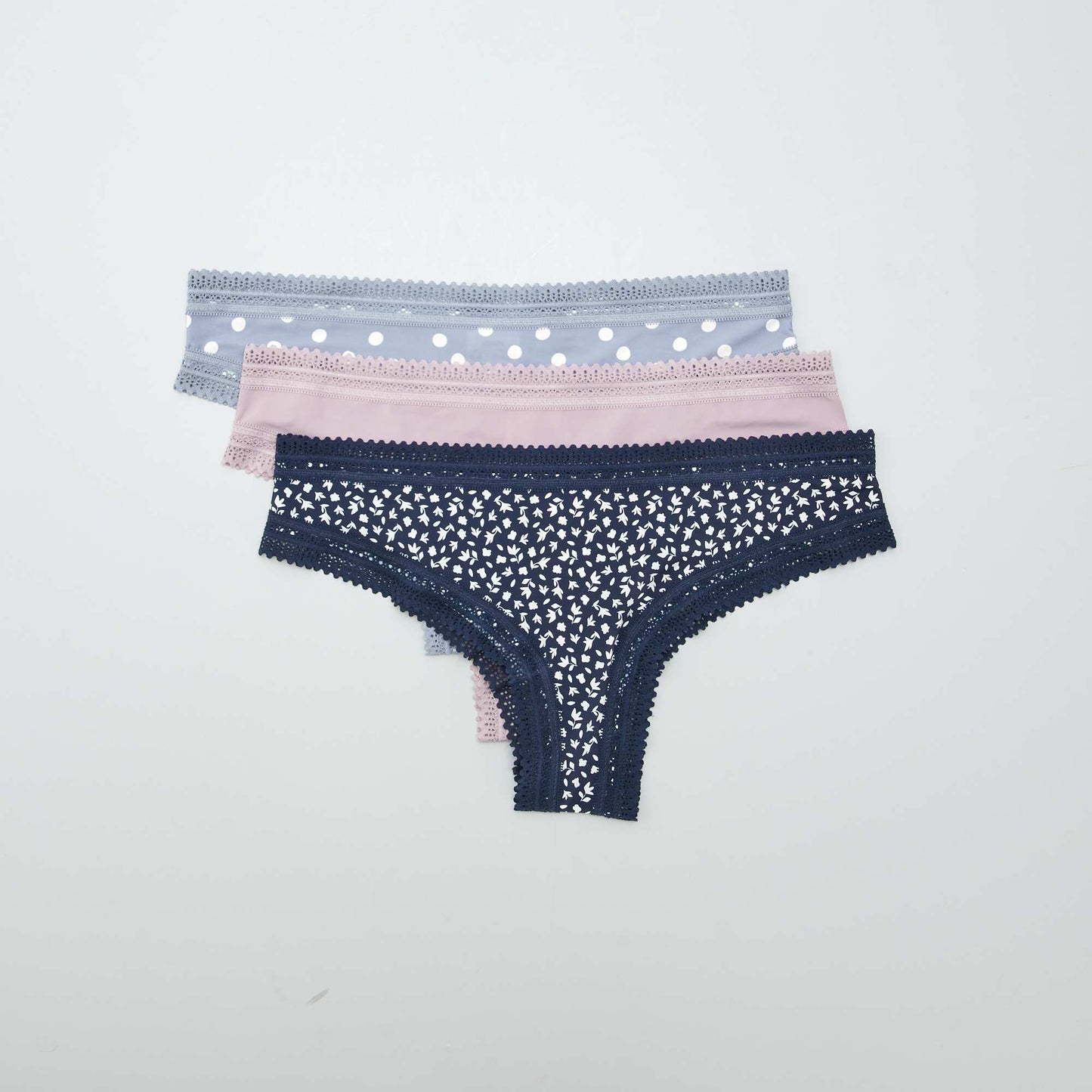 Pack de 3 braguitas brasileñas de microfibra estampadas PURPURA