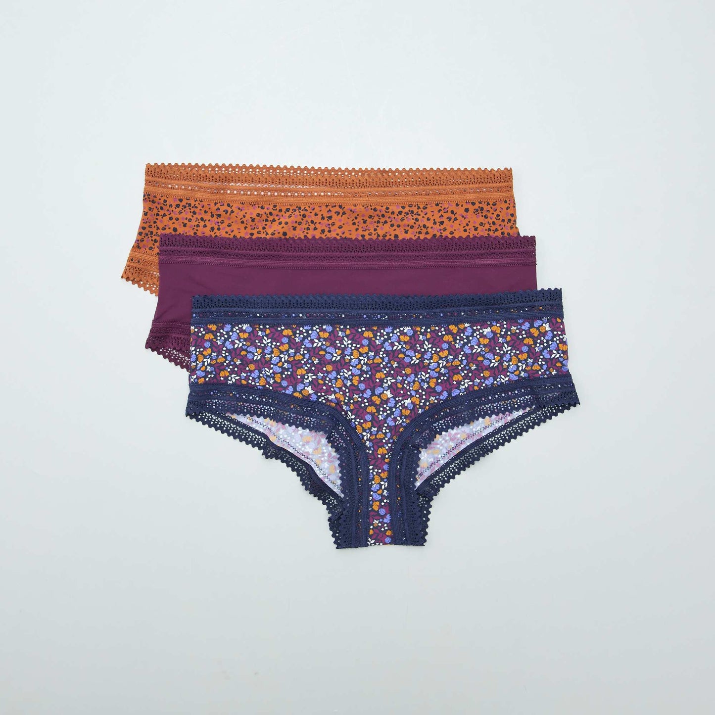 Pack de 3 culottes de microfibra estampada PURPURA